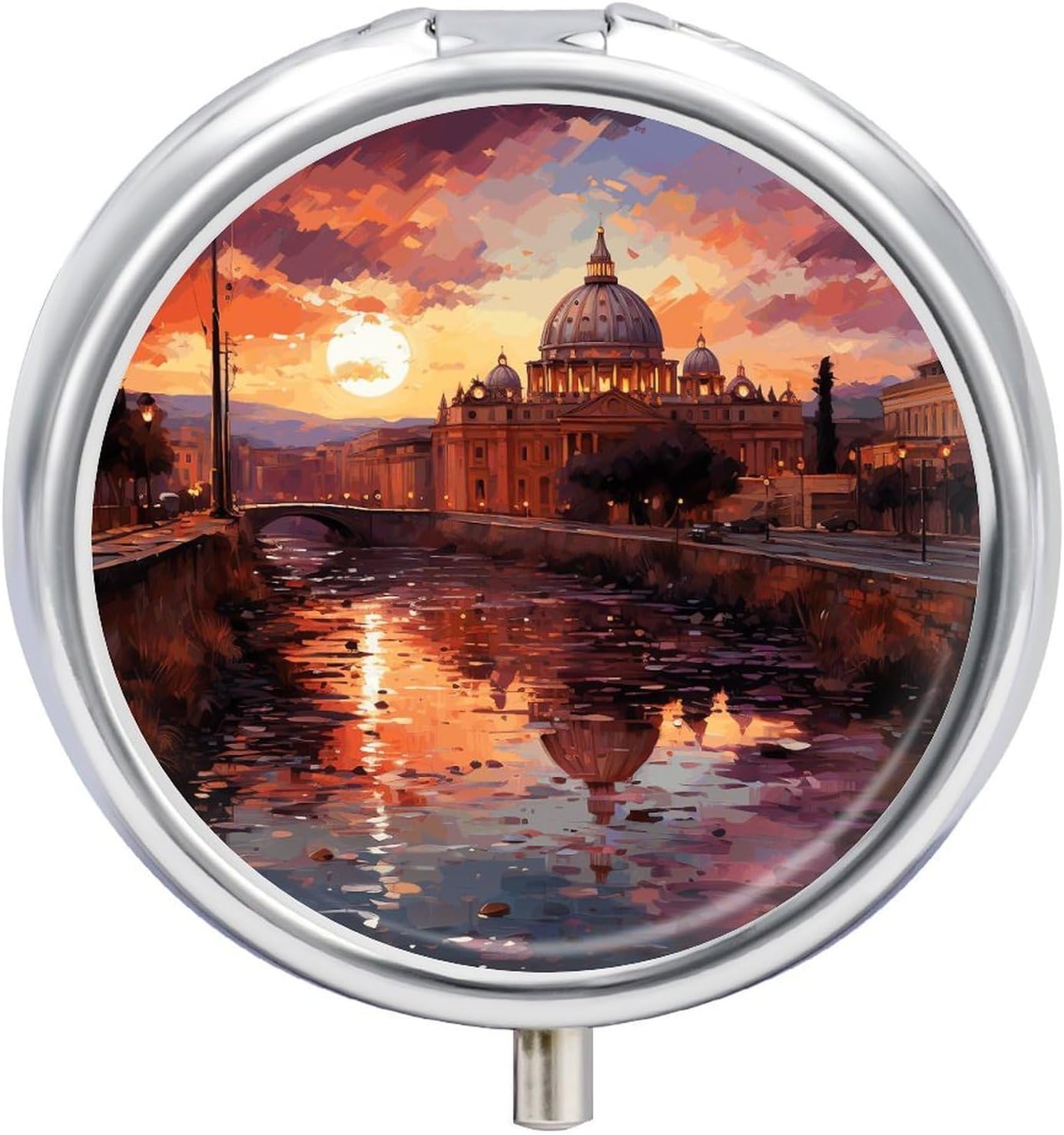 Rome Sunset Pill Case 3 Compartment Travel Pill Box