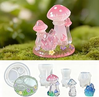 Mini Mushrooms Decor Silicone Molds Tiny Mushrooms Resin Molds Silicone for Epoxy Resin Casting DIY Micro Fairy Garden Miniatures Landscape Crafts Decor