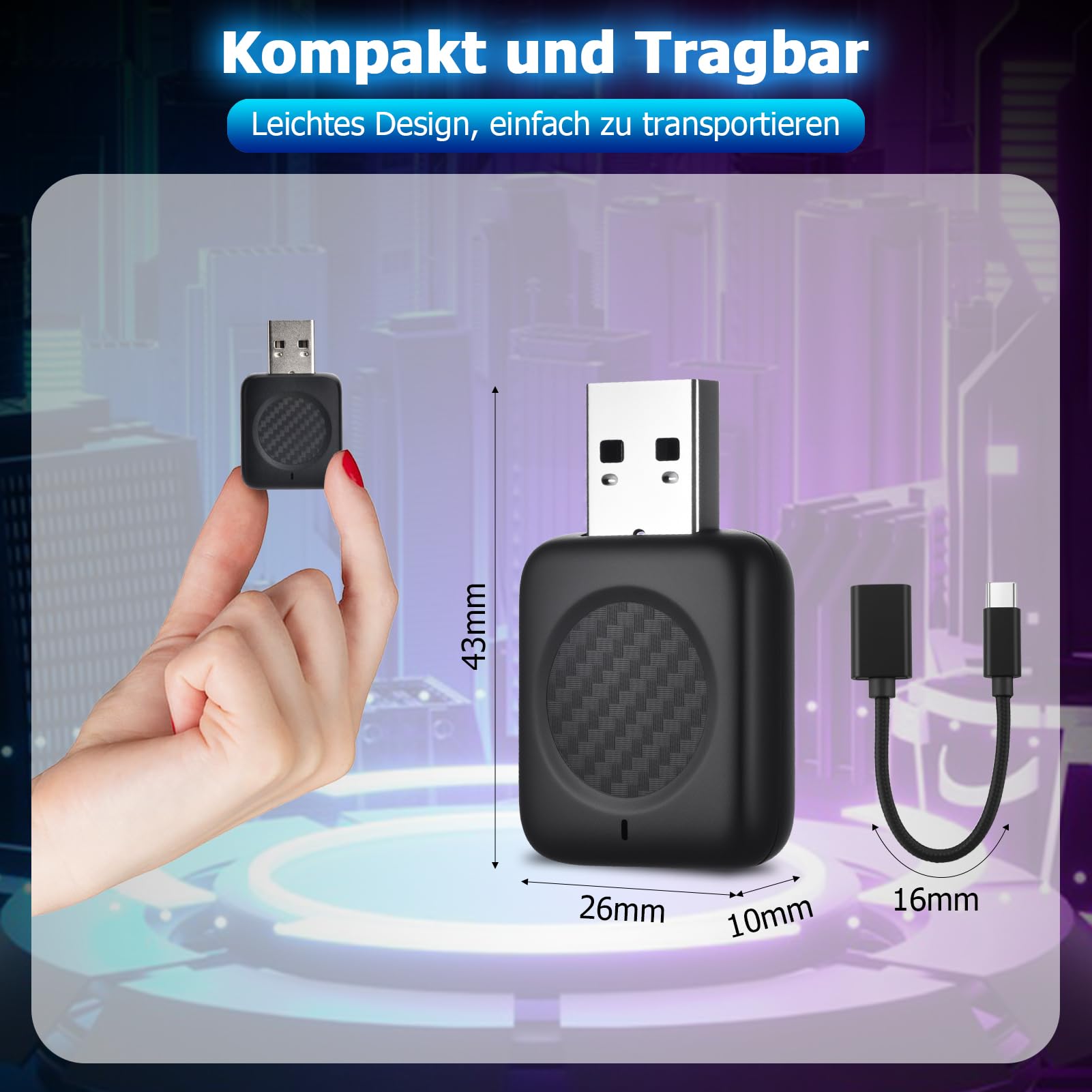 Bezprzewodowy adapter samochodowy CarPlay i Android – bezprzewodowy adapter USB do pojazdów z przewodowym CarPlay/Android Auto, Plug and Play, kompatybilny z systemami iOS od 10 i Android od 11
