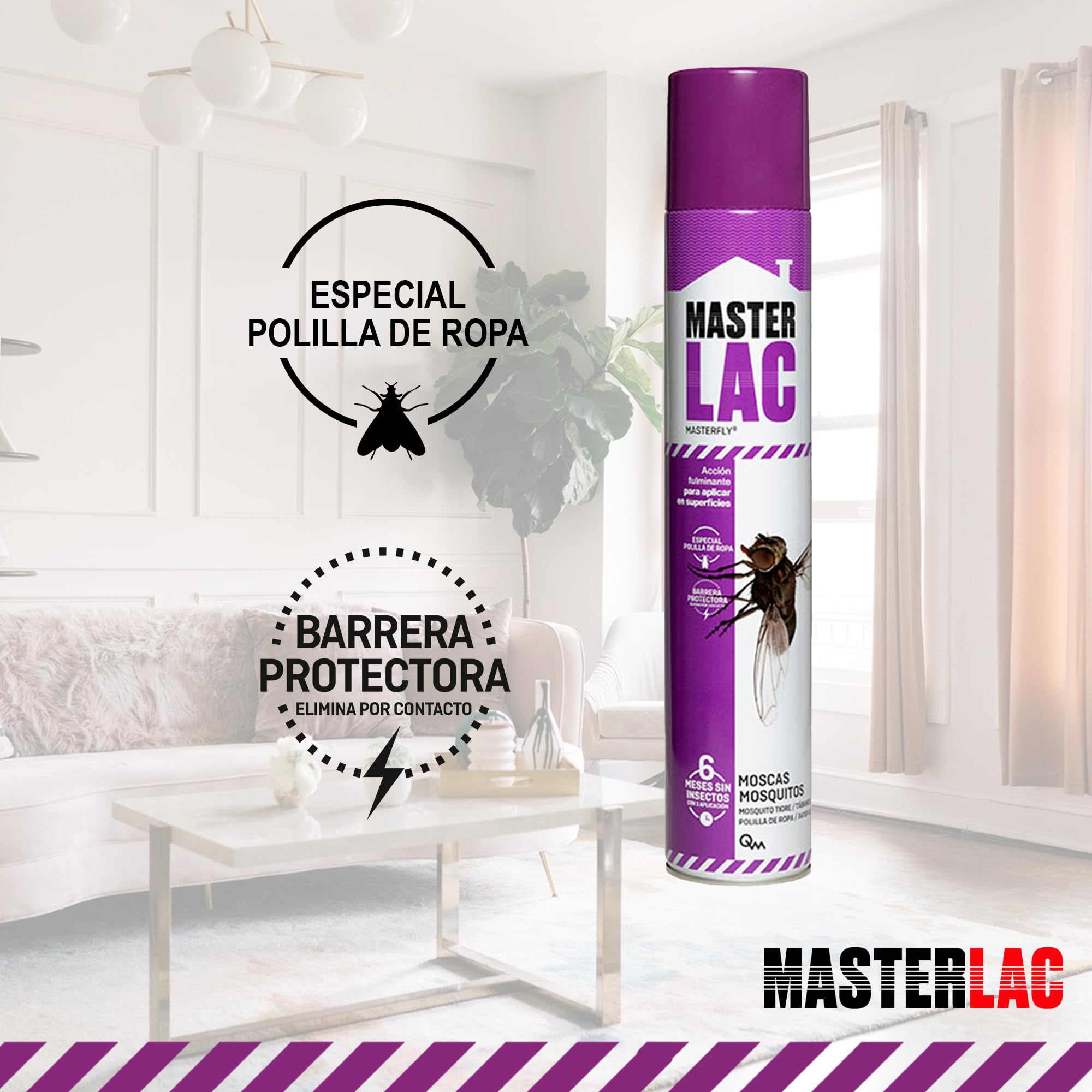 Insecticida Moscas, Mosquitos, Avispas, tábanos, Mosquito Tigre y Polilla de Ropa - 6 Meses de Duración - Elimina Insectos Voladores por Contacto