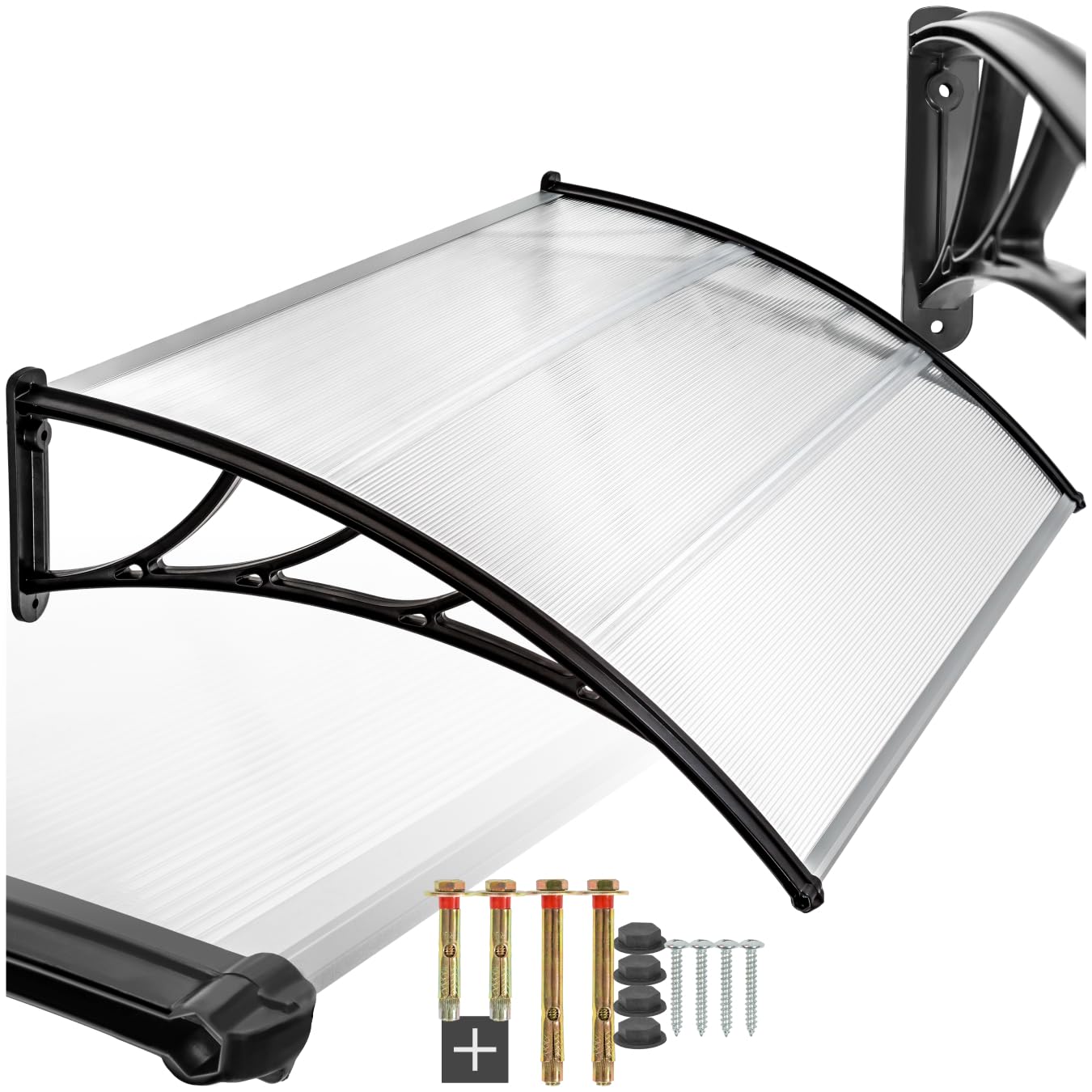 tectake® Vordach für Haustür, Überdachung Terrasse Tür, Haustür Vordach, Balkon Überdachung, Unterstand, Dach für Fenster, Schaufenster und Eingangstür, Montage an Fassadenverkleidung aussen - 150 cm