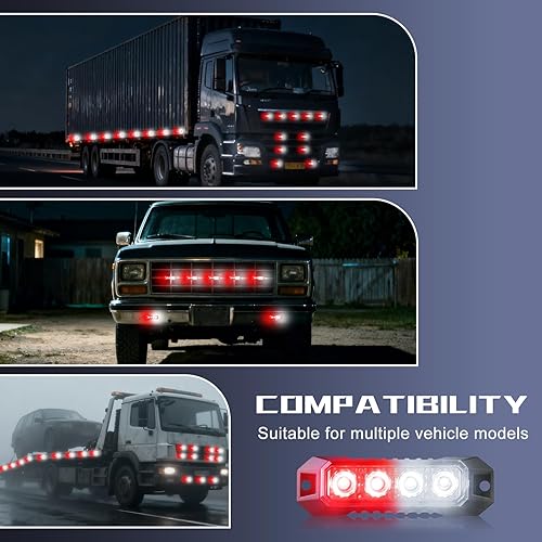 Miniatura 7 de Luces estroboscópicas de montaje en superficie ultra delgadas de 4 LED para camiones, vehículos, mini parrilla, luz intermitente, cabeza de