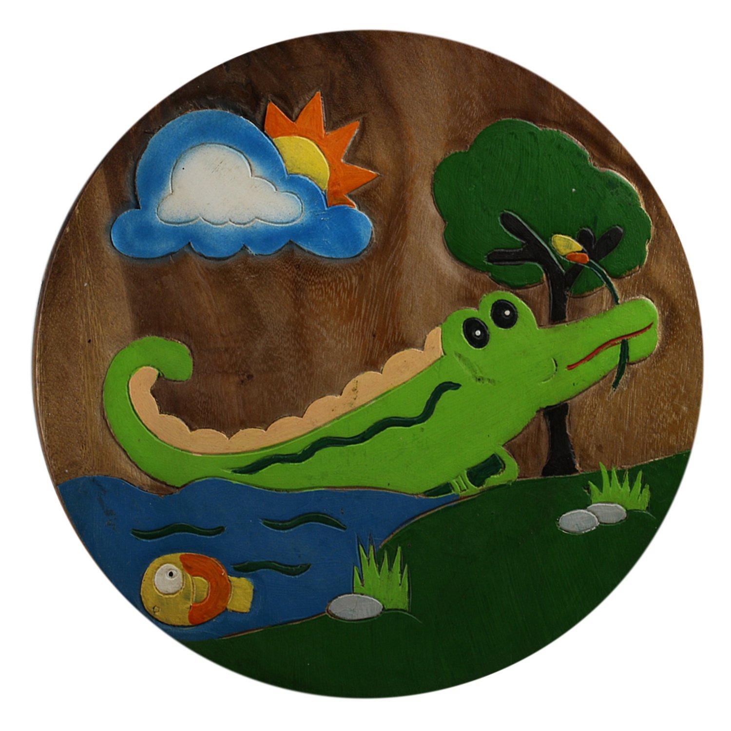 ART-CRAFT KH062 Kinderhocker Holz Schemel mit Motiv Krokodil