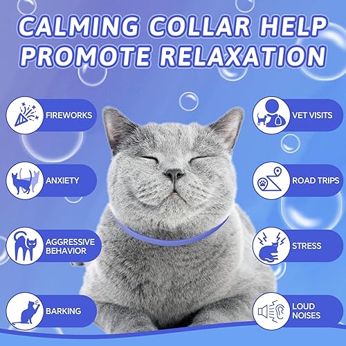 Miniatura 2 de VICSOM Collares calmantes para gatos, collar calmante de feromonas para gatos, collar calmante para gatos, collar natural impermeable ajustable para