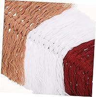 Vista 4 de Beavorty Tapiz de macramé para colgar en la pared, 2 piezas, cuerda de algodón, diseño de borla para decoración del hogar, para interiores rústicos