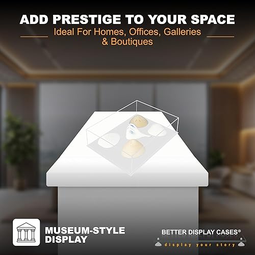 Vista 198 de Better Display Cases Versátil vitrina de acrílico transparente - Caja rectangular grande con base blanca 18" x 12" x 3" (BK09)