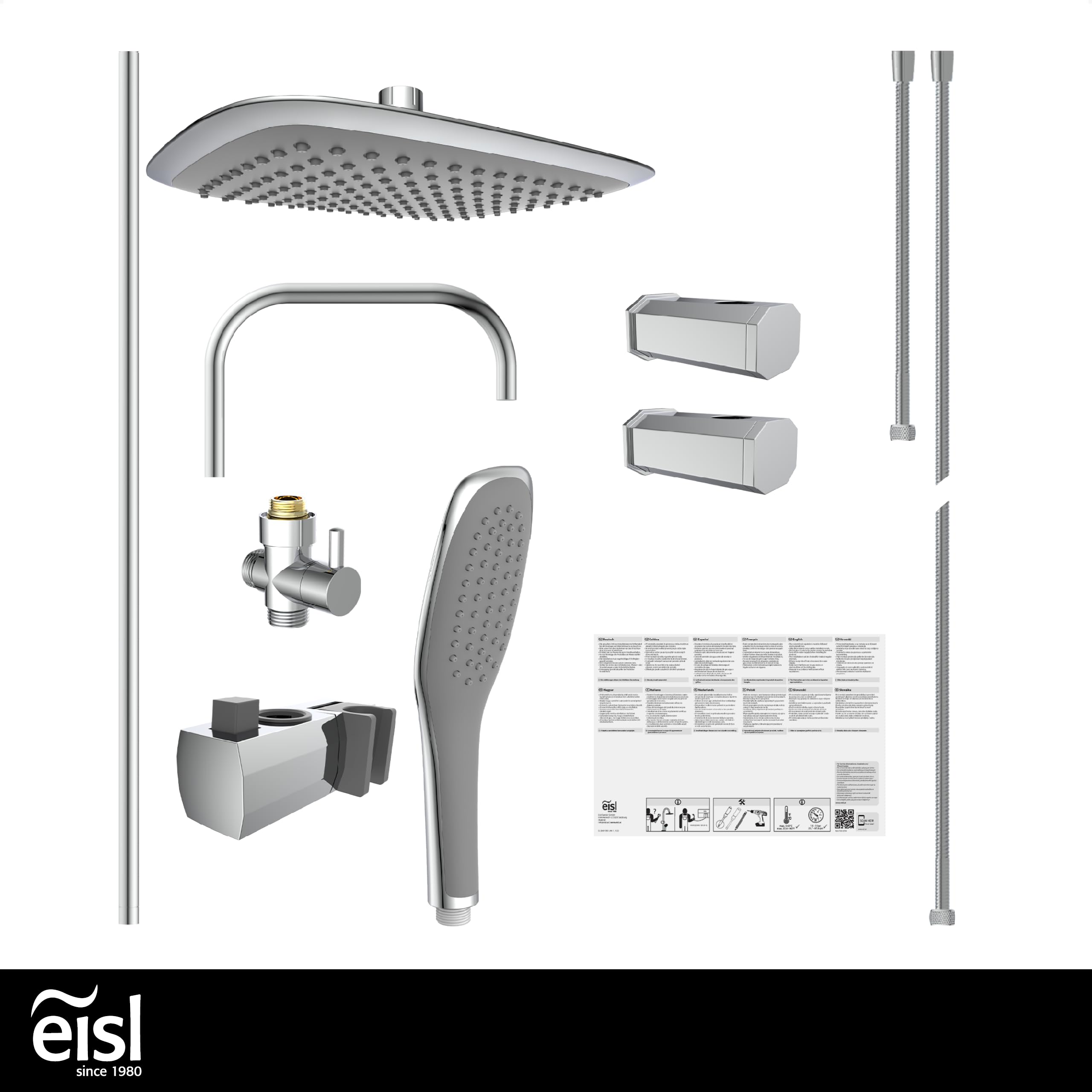 EISL EASY FRESH DX12006 Set doccia senza rubinetto colonna doccia pioggia grande doccetta cromato