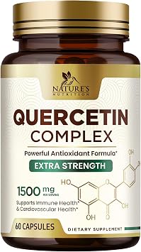 Quercetin with Bromelain - Advanced 1500mg Complex - Extra Strength Seasonal & Immune Support with Antioxidants - Powerful Respiratory Health Supplement - Vegan, Bottled in USA - 60 Veggie Capsules