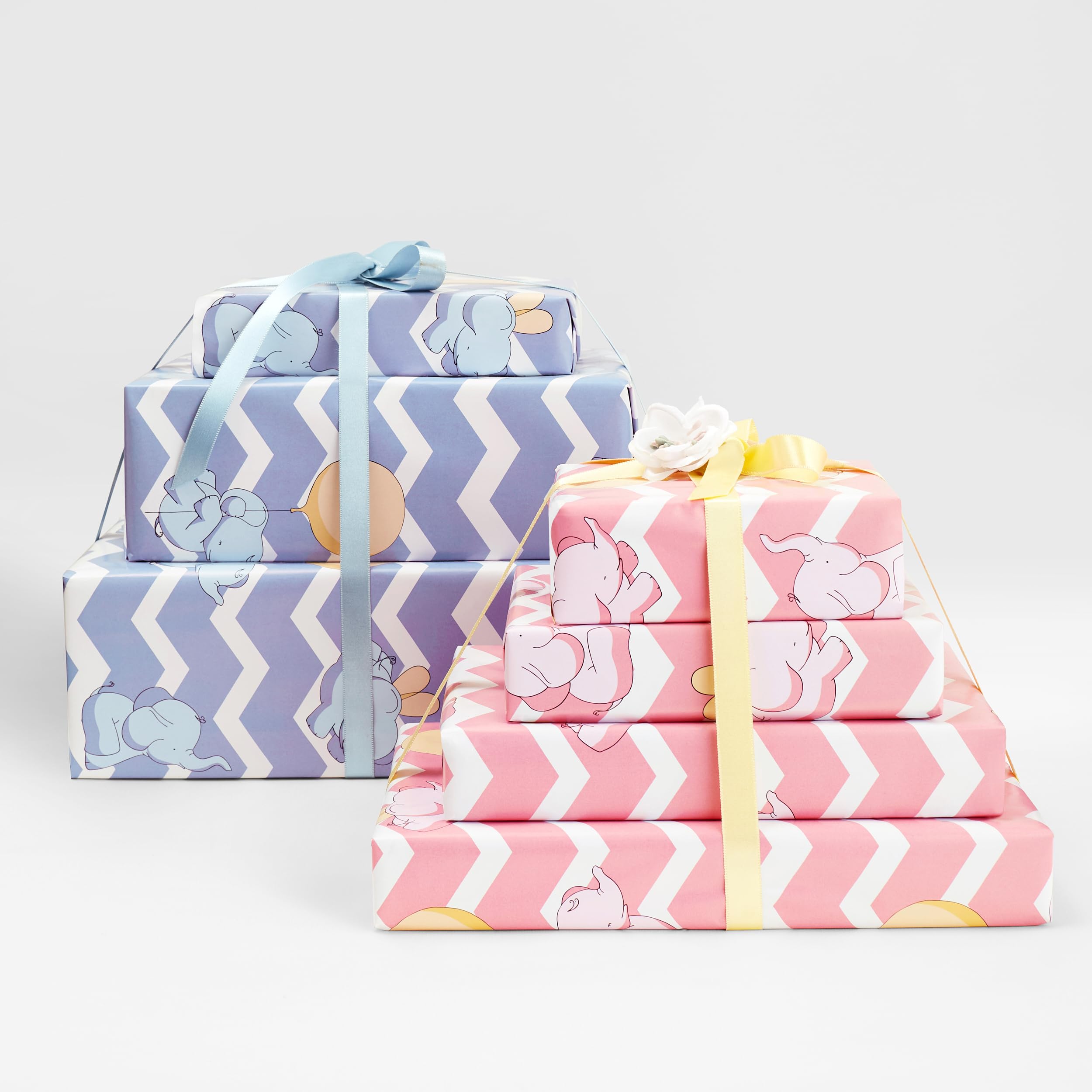 Pink Paper Co. Reversible Gift Wrapping Paper Sheets for Kids with name stickers (Pack of 5), Multicolour