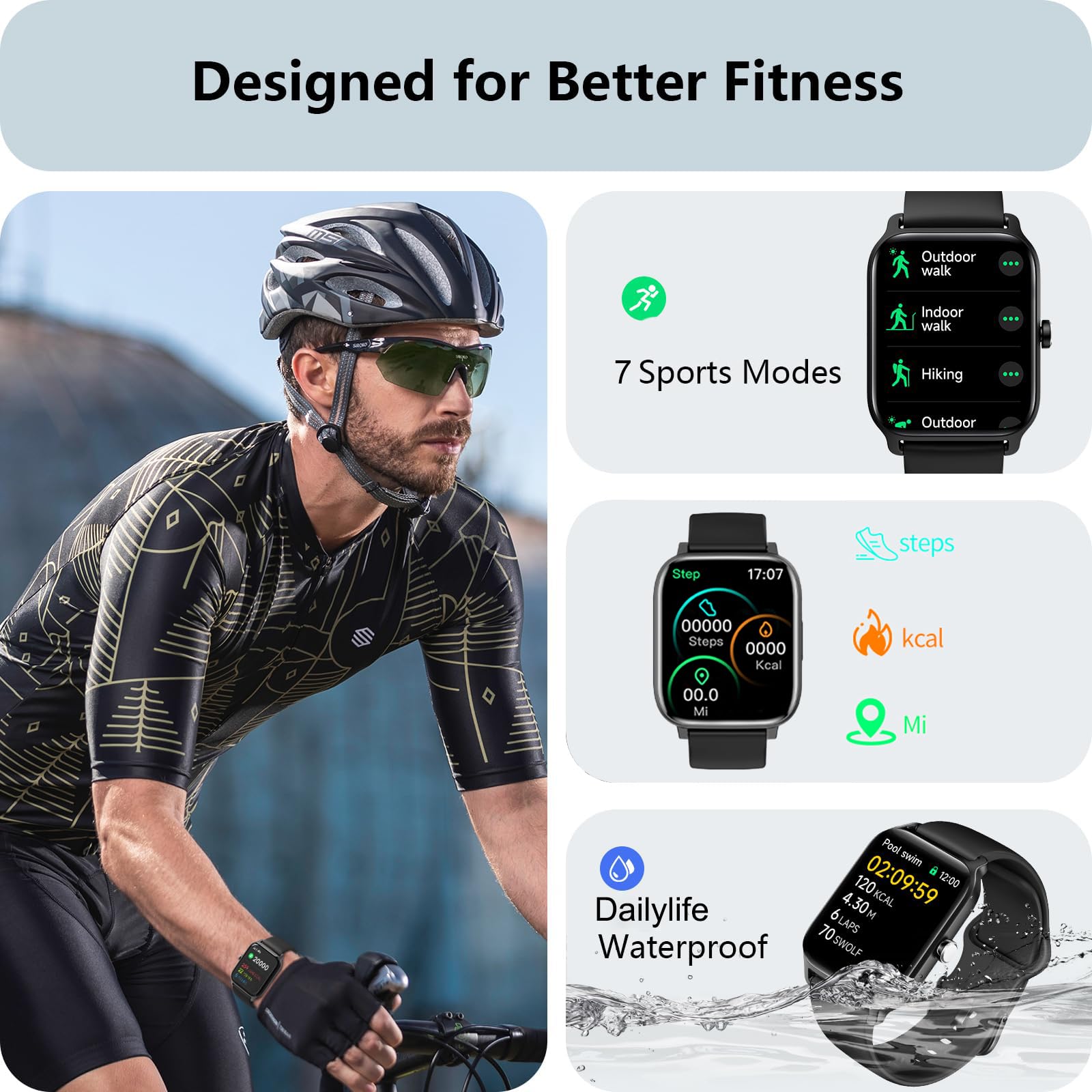 Smart Watch per uomini, donne e bambini, smartwatch da 2 pollici con frequenza cardiaca, ossigeno, pressione sanguigna, ECG e monitoraggio del sonno. Questo Smart Watch è compatibile con iOS 9.0 e