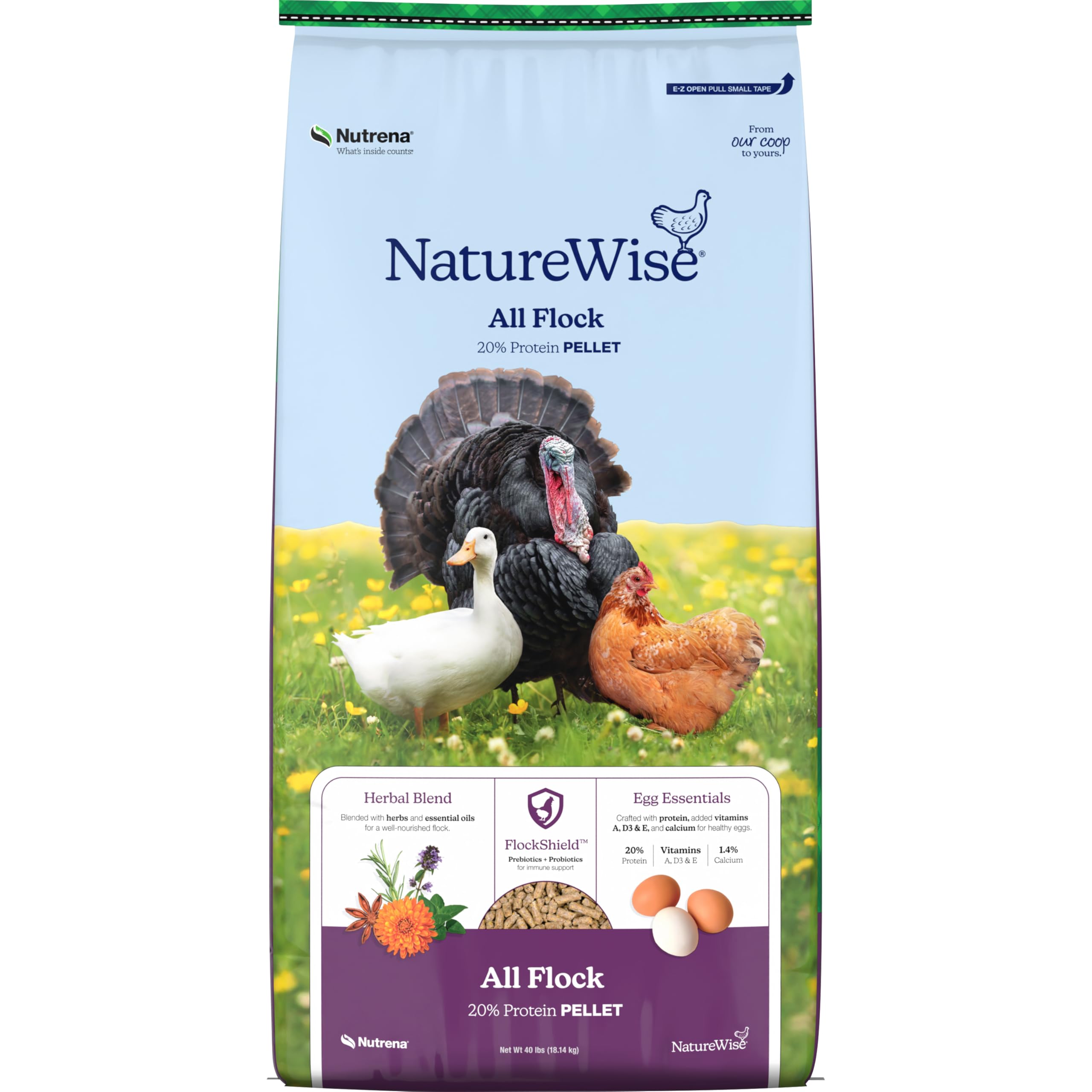 Nutrena NatureWise All Flock 20% Layer, Broiler, Turkey, Ducks, Geese, Pheasant Poultry Feed