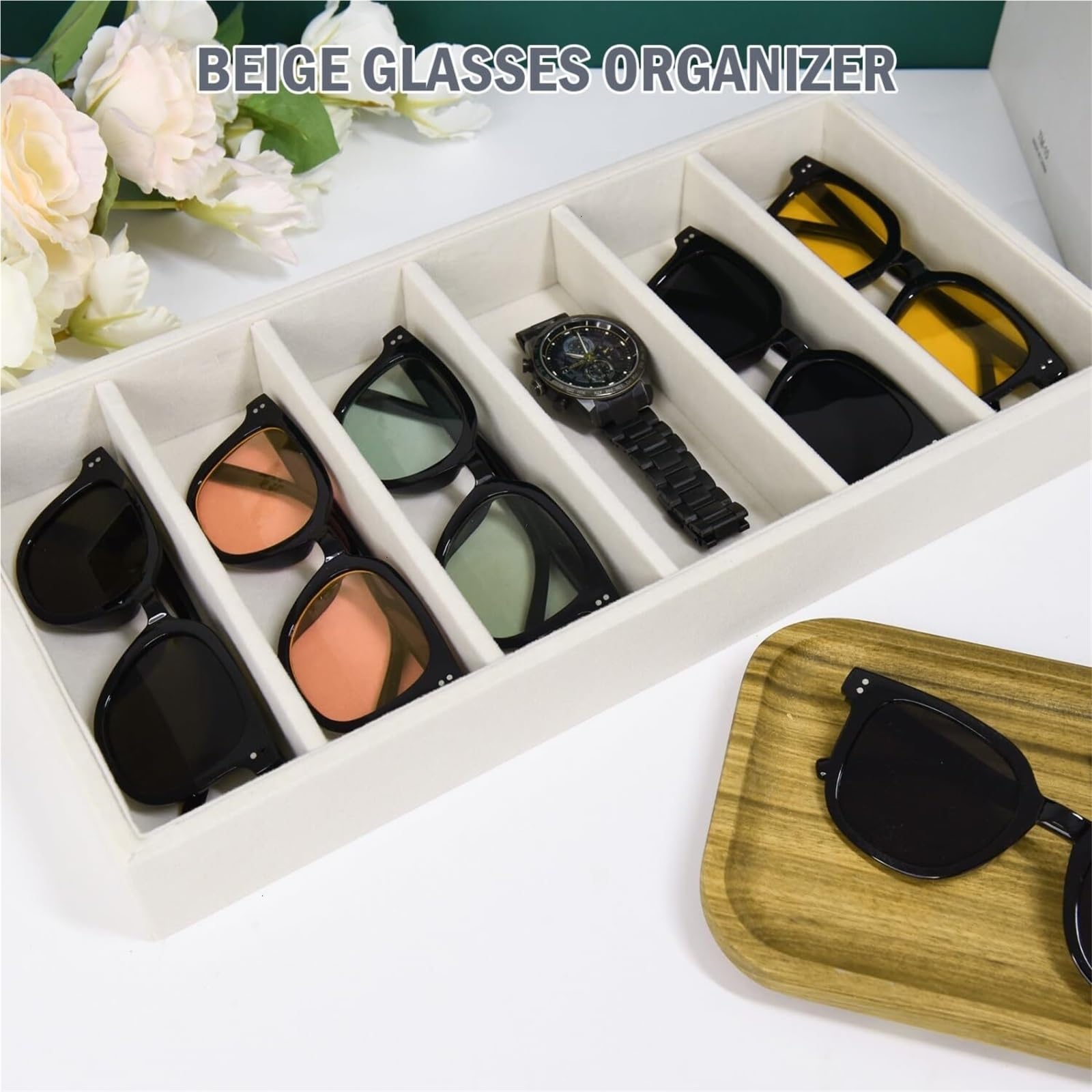 Brillenbox Vielseitig Samt Brillenhalter Tablett Aufbewahrung Brillen Organizer Schublade Display Sonnenbrillen Aufbewahrung