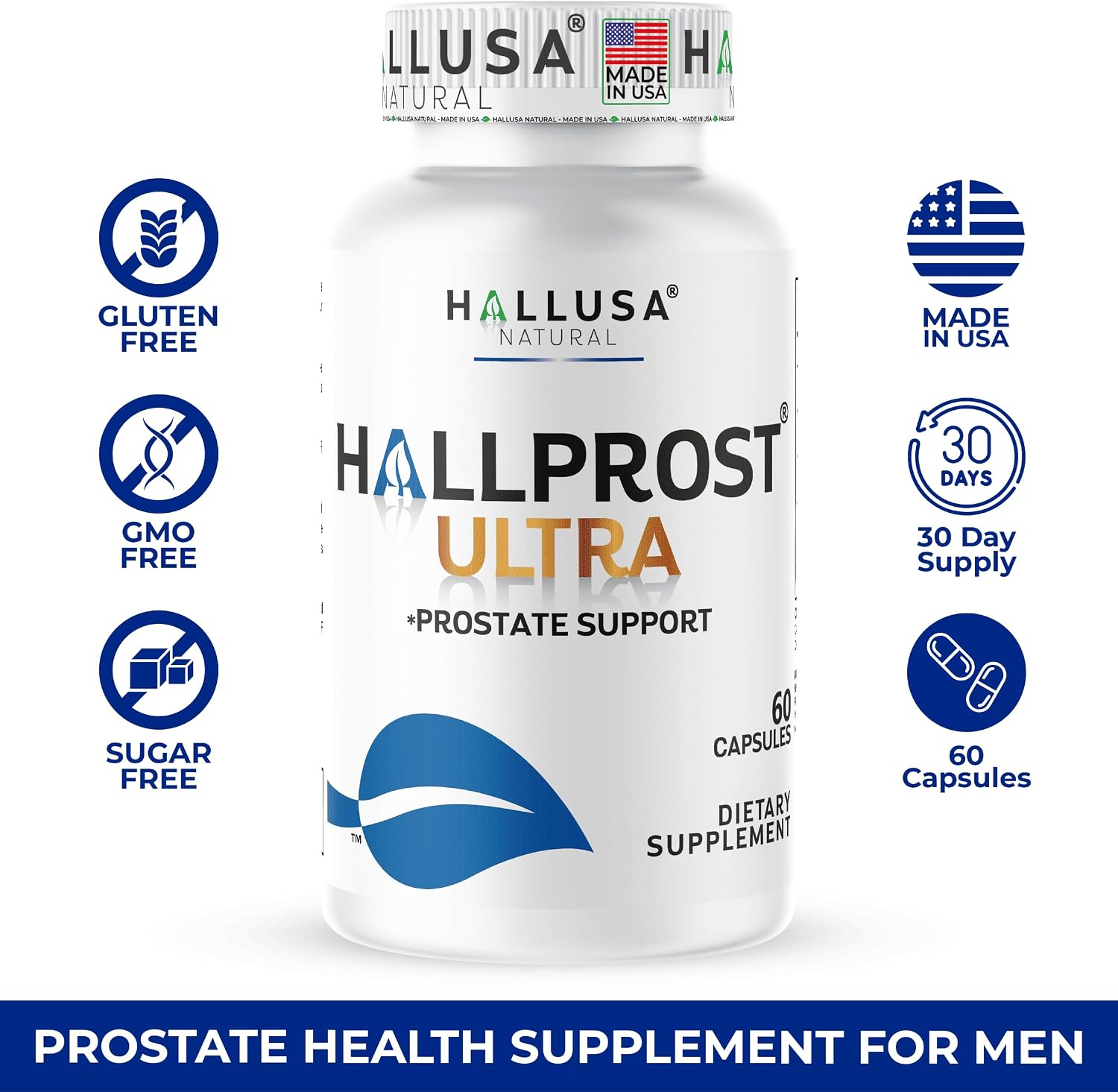 Hallusa Natural Hallprost Ultra - Prostate Health Supplement for Men, 120 Capsules - Saw Palmetto Blend 810mg* Urinary Tract & Bladder Support, Reduce Frequent Urination - Non-GMO, Gluten-Free
