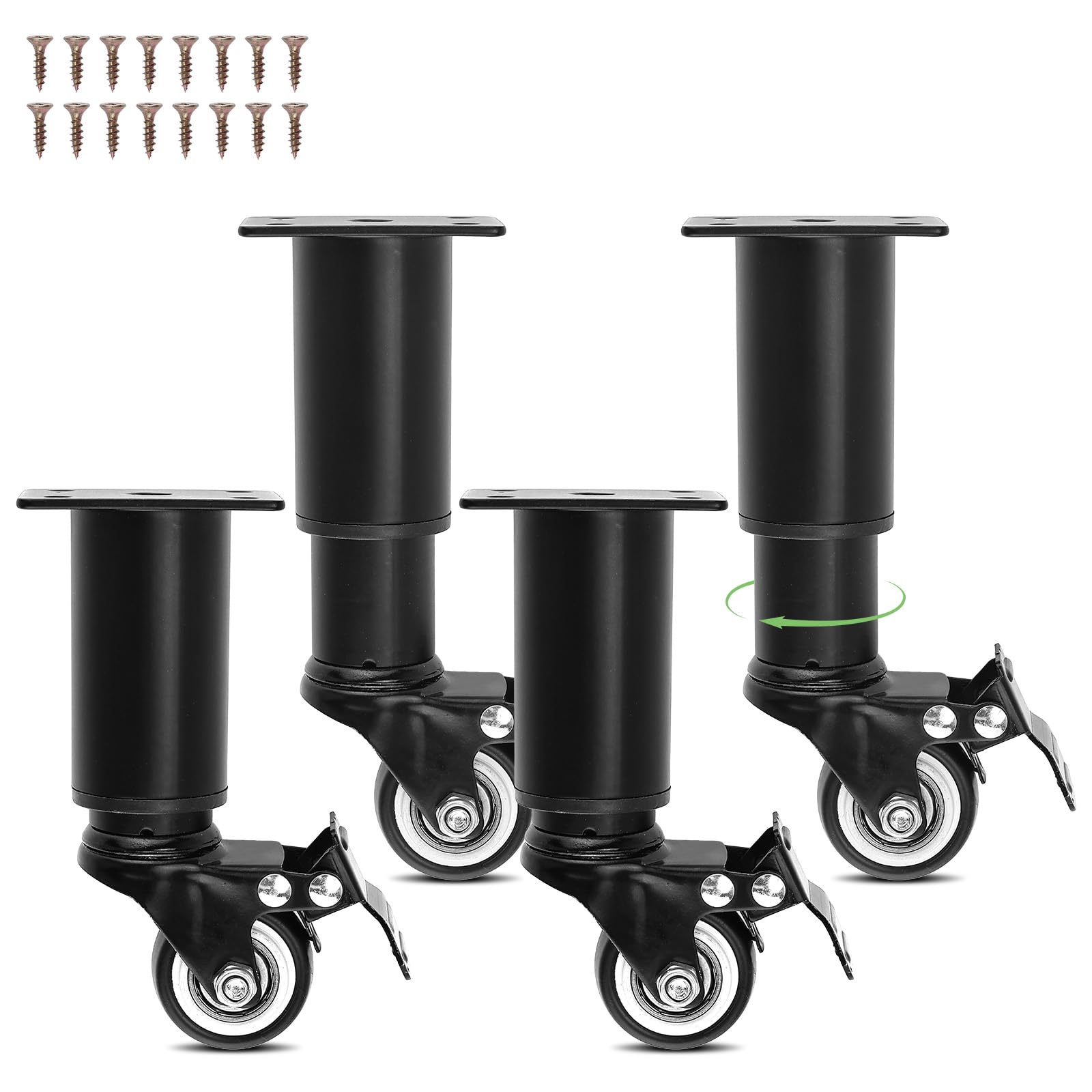 Patas ajustables de acero Homtone con ruedas giratorias 360° para un movimiento suave