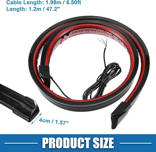 Miniatura 4 de Alerón universal para coche con luz de freno LED roja de 47.2 pulgadas1.2m, kit de alerón de labio para maletero de coche, barra de tira de luz