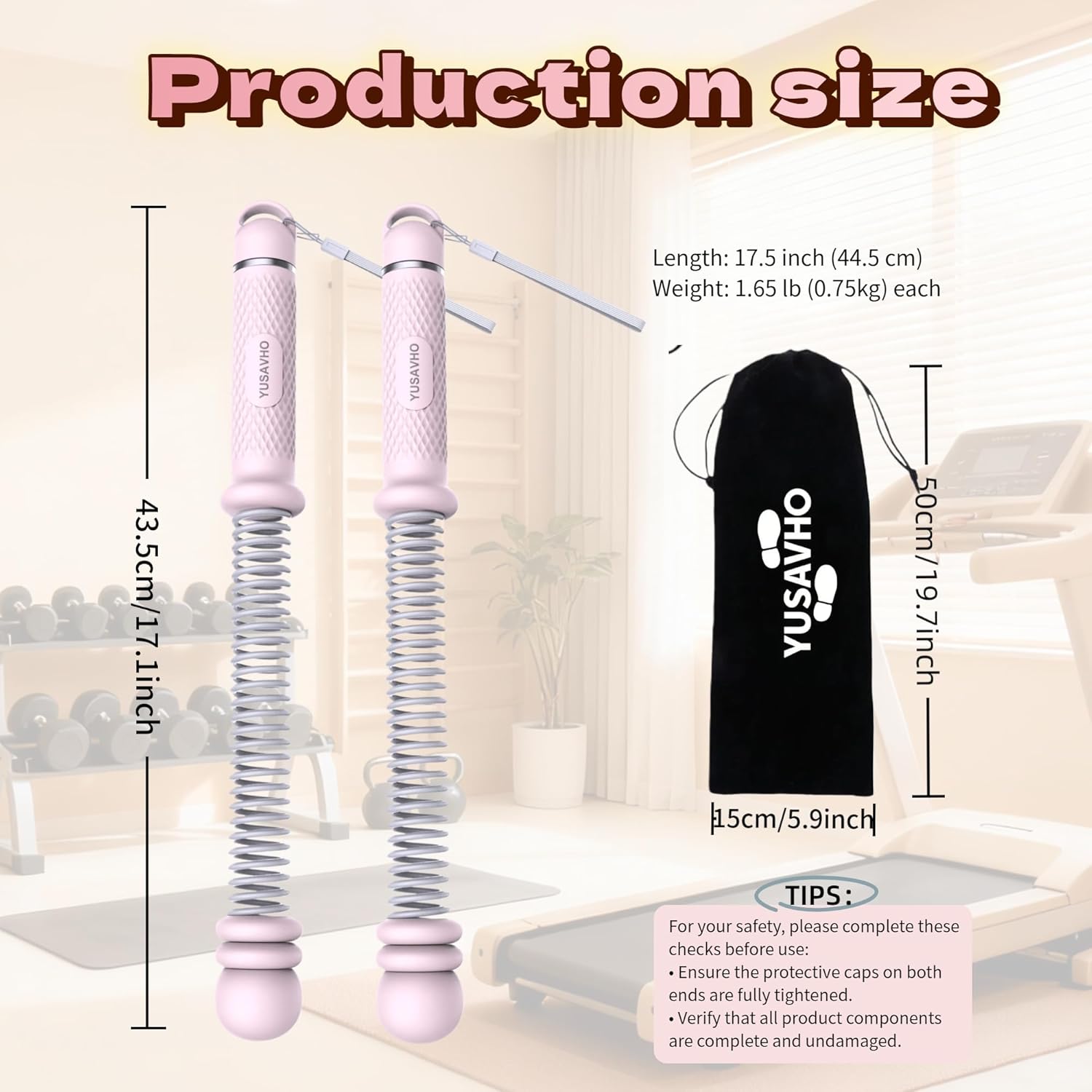 Adjustable Ropeless Battle Ropes for Home Gym for Men & Women, Heavy Duty Cordless Battle Rope with Storage Bag,Exercise Ropes with Variable Resistance, Strength & Low-Impact Cardio for HIIT(Pink) - Image 2