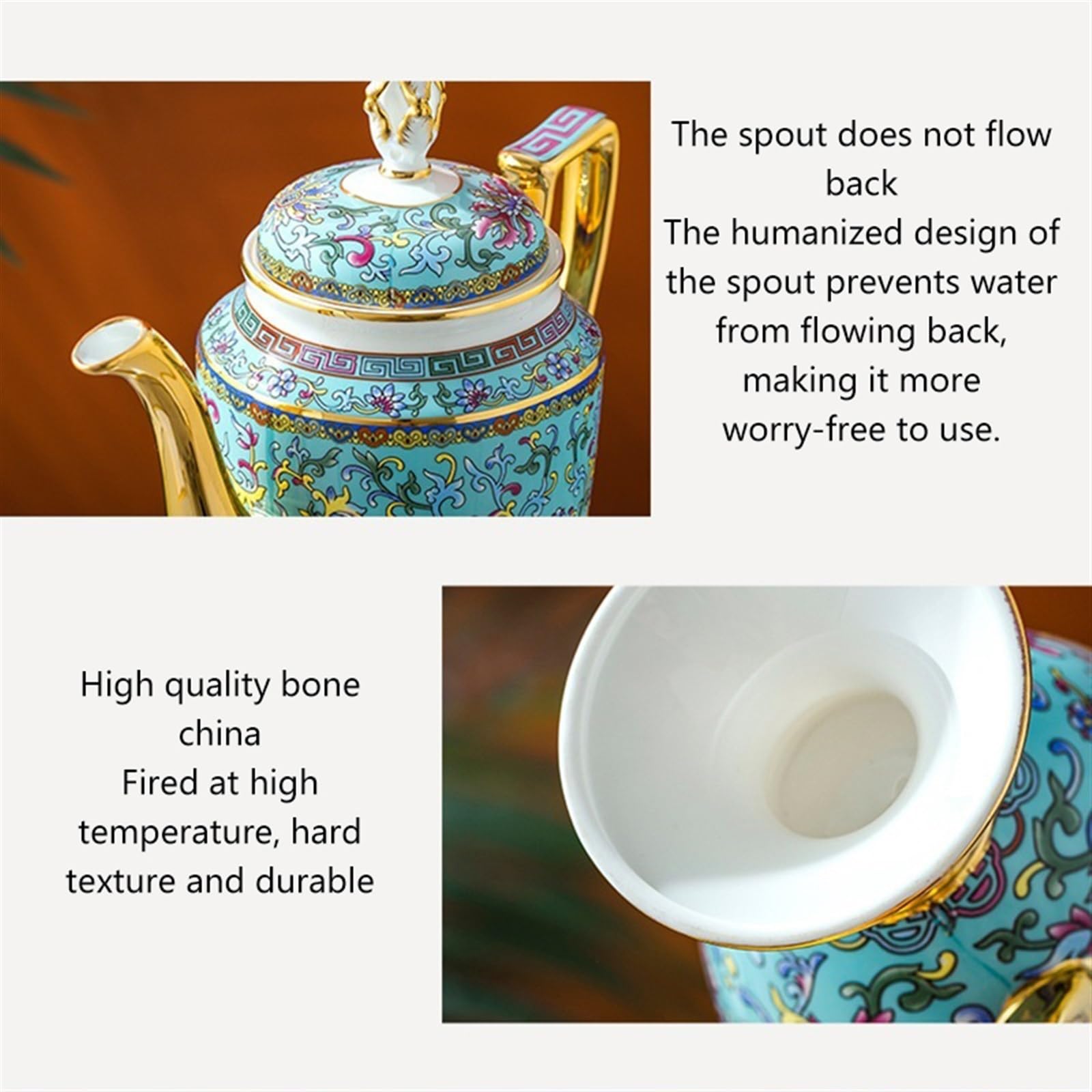 Jarra Juego de té la tarde café cerámica 15 piezas | Juego de taza y platillo de café Bone China