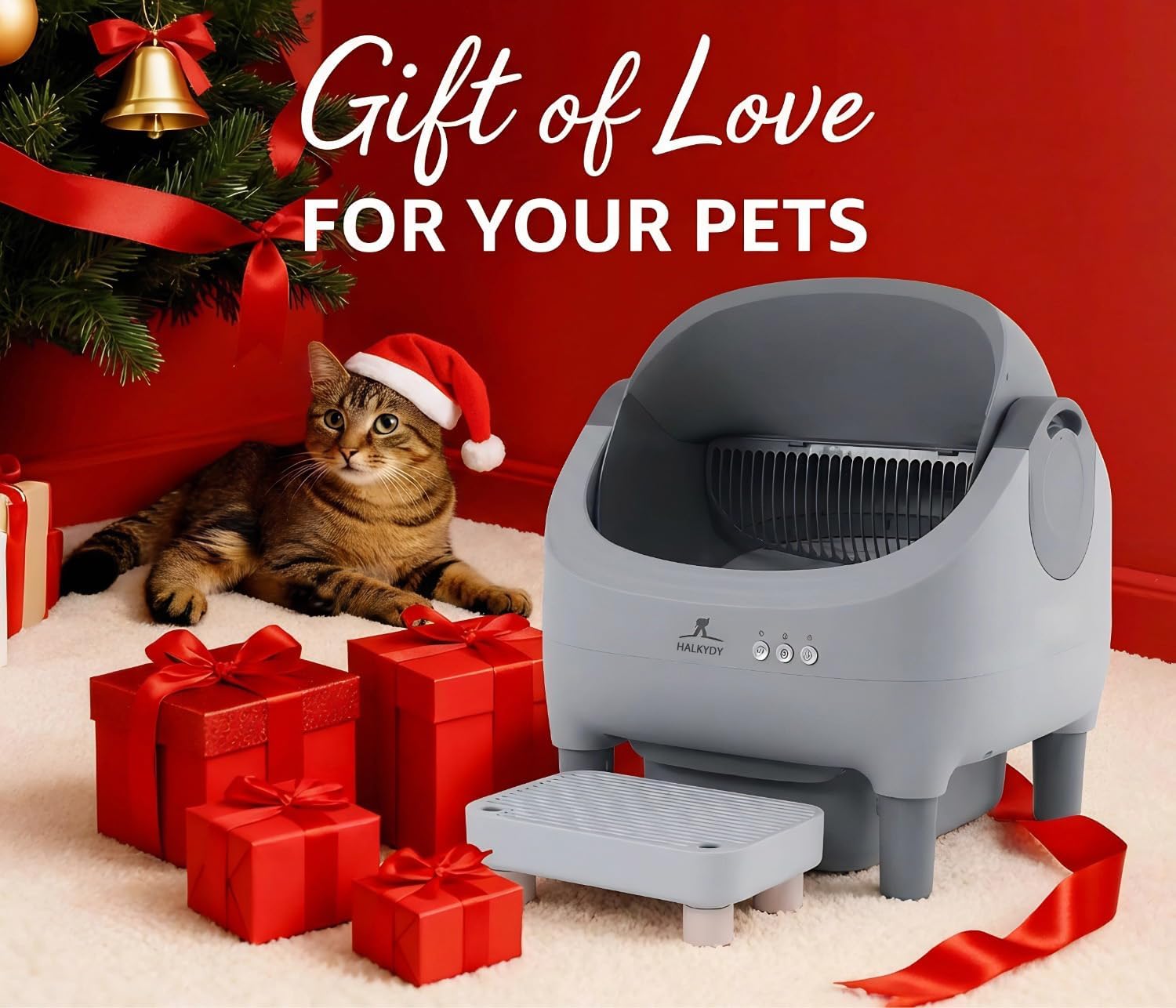 Upgraded Automatic Litter Box Self Cleaning, with Raised Step, Open Top Large Capacity for Multiple Cats, Odor Control & Safety Protection & Smart App Control & Health Monitoring & Quiet Operation