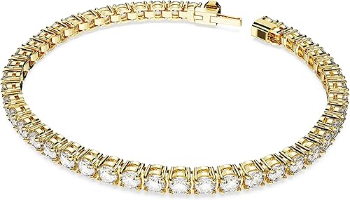 Miniatura 2 de Swarovski Matrix Tennis Bracelet, Round Cut Crystals, Pink, Blue, Black, Clear, Rhodium, Gold-Tone and Rose Gold-Tone Finishes