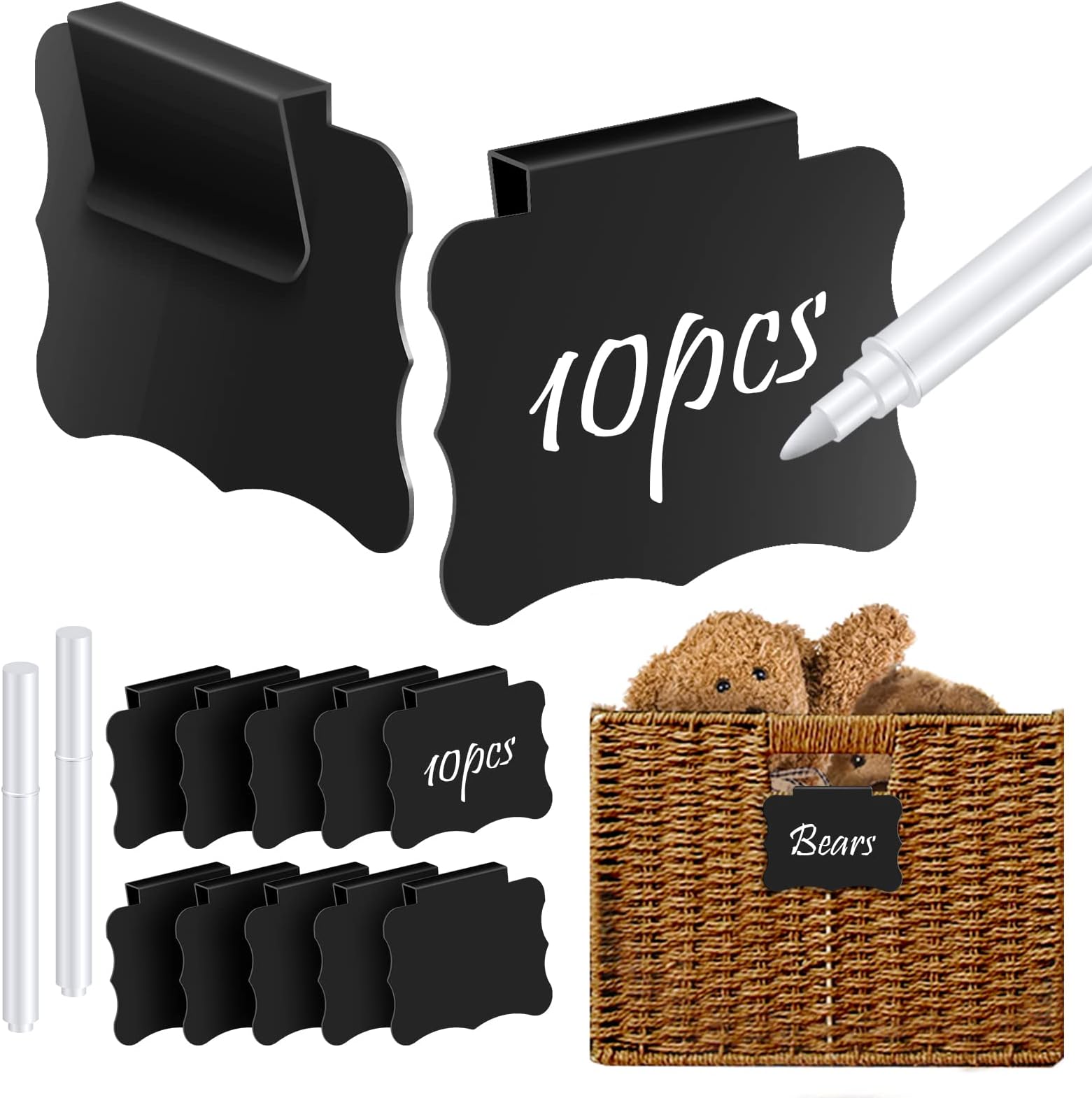 8 Pack Pantry Basket Labels Holders for Storage Bins