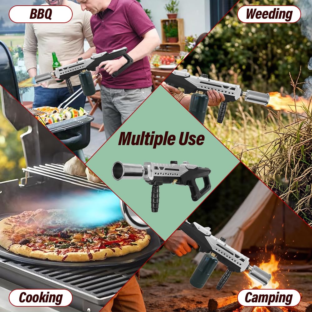 ptlsy Potente soplete de propano, pistola lanzallamas con llama ajustable, soplete para parrilla, barbacoa, filetes, camping y cocina (tanque no incluido)