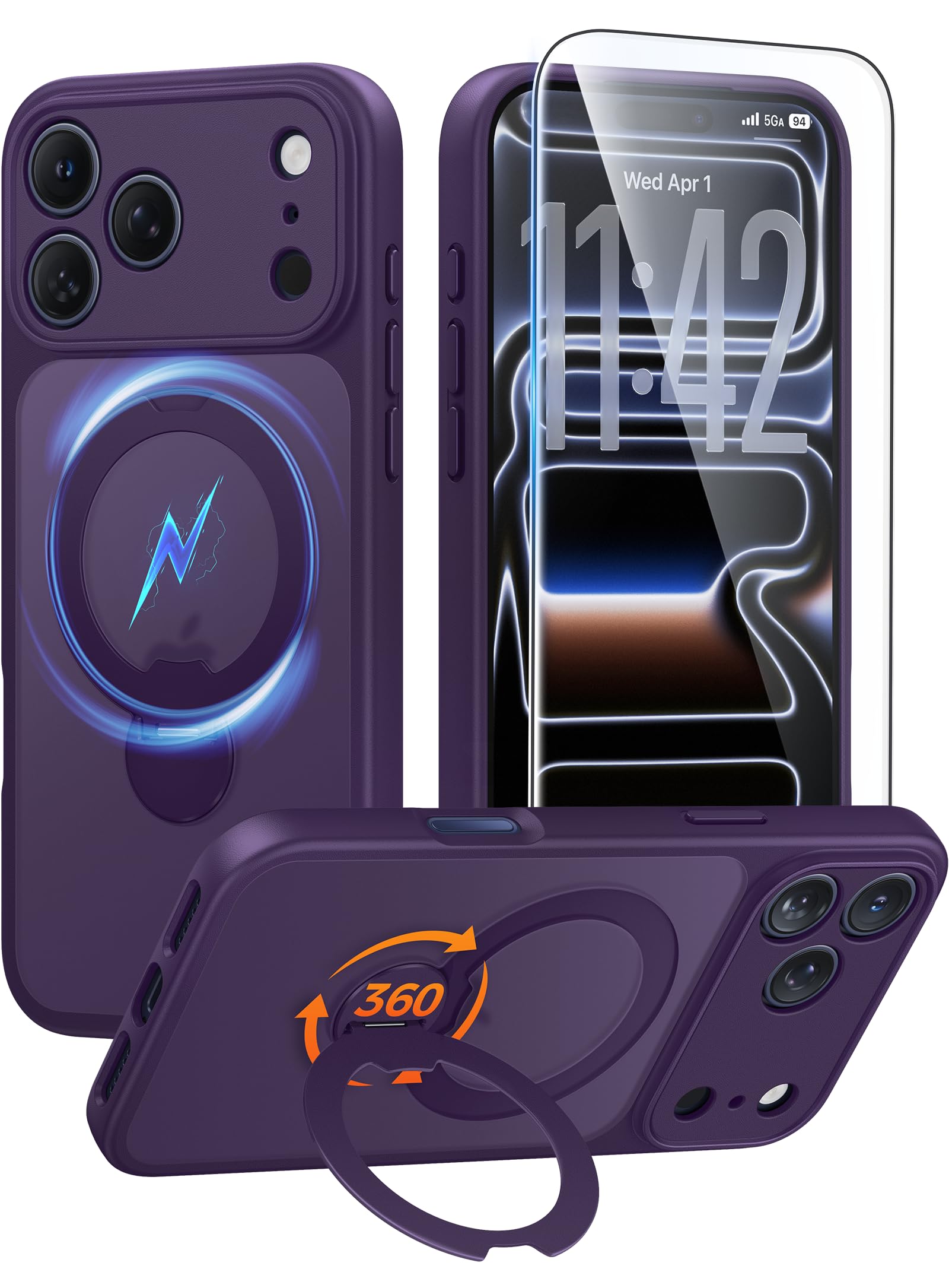 Photo 1 of FNTCASE for iPhone 18 Pro Max/17 Pro Max Case with 360 Spin Magnetic Stand