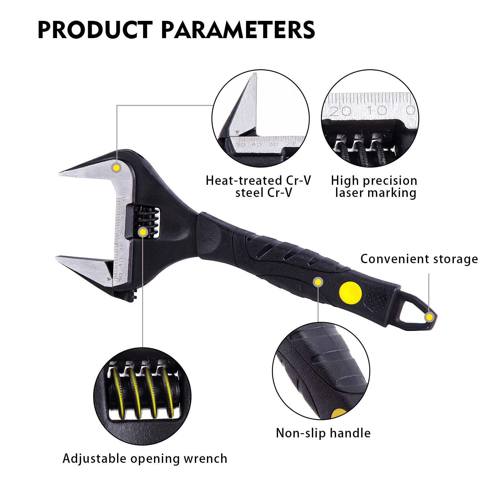 Juego de Llaves Ajustables Sharp-Tec, Llave Inglesa Ajustable de Boca Ancha, Herramientas de fontanería de Alta Resistencia para fontaneros, 6 pulgadas/165 mm y 10 pulgadas/265 mm