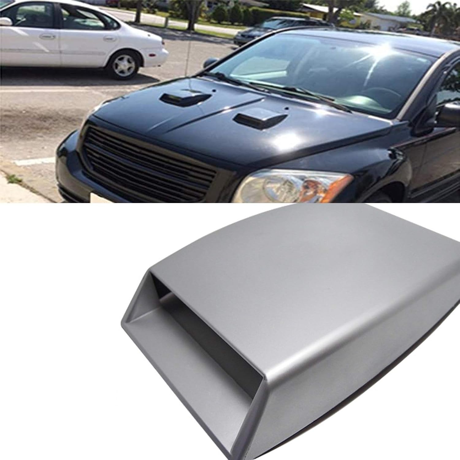 Hood Scoops Car Hood Decorative Vent, ABS Car General Hood Air Intake Exhaust Hood Decorative Material, Easy to Install (Color : Silver)
