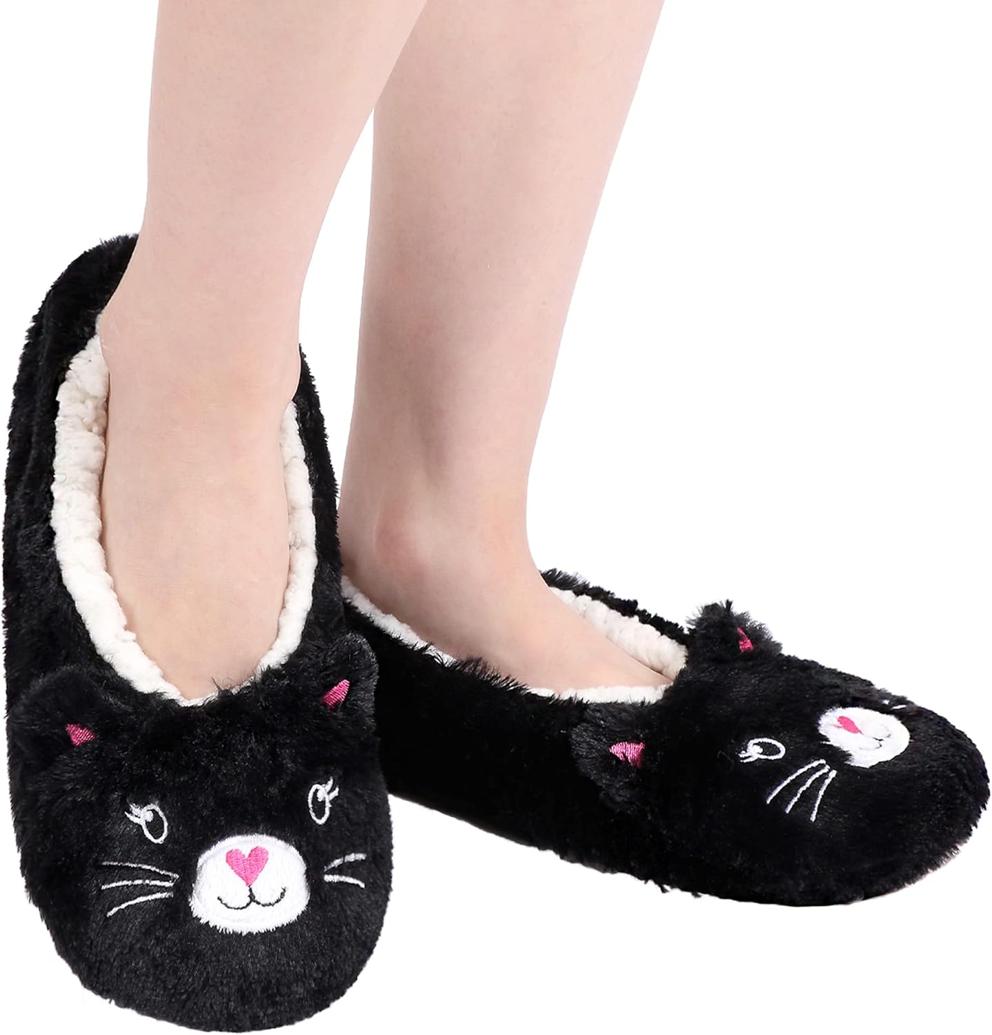 Panda Bros Slipper Socks With Non-Slip Grippers, Cute Fuzzy Warm Cat Animal House Slippers - Image 7