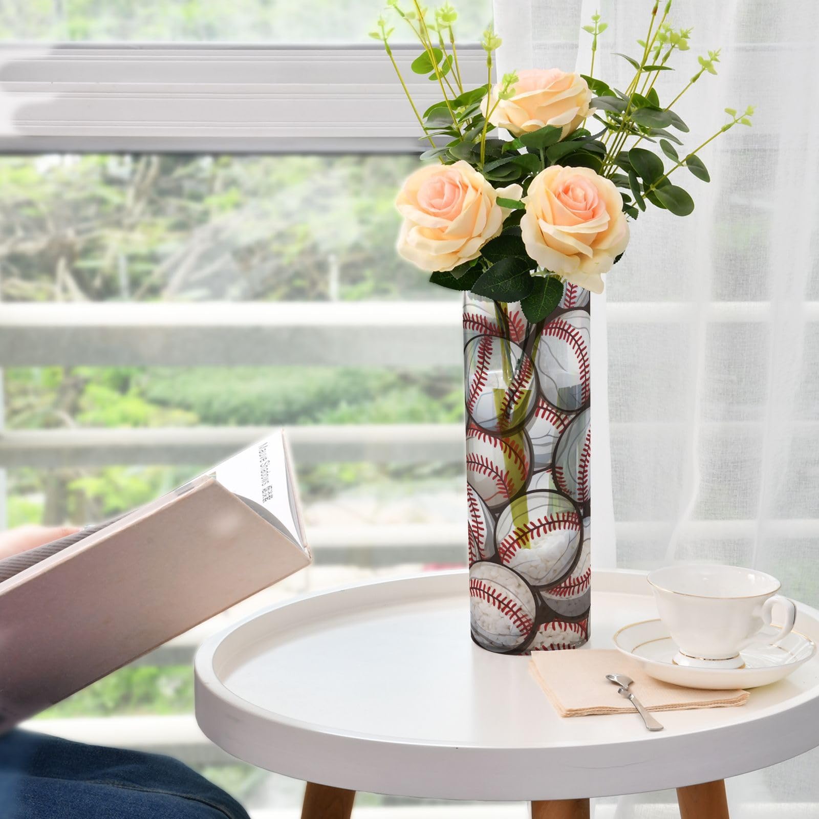 Amazon.com: KJIZMO Baseball Balls Pattern Clear Plastic Vases Non