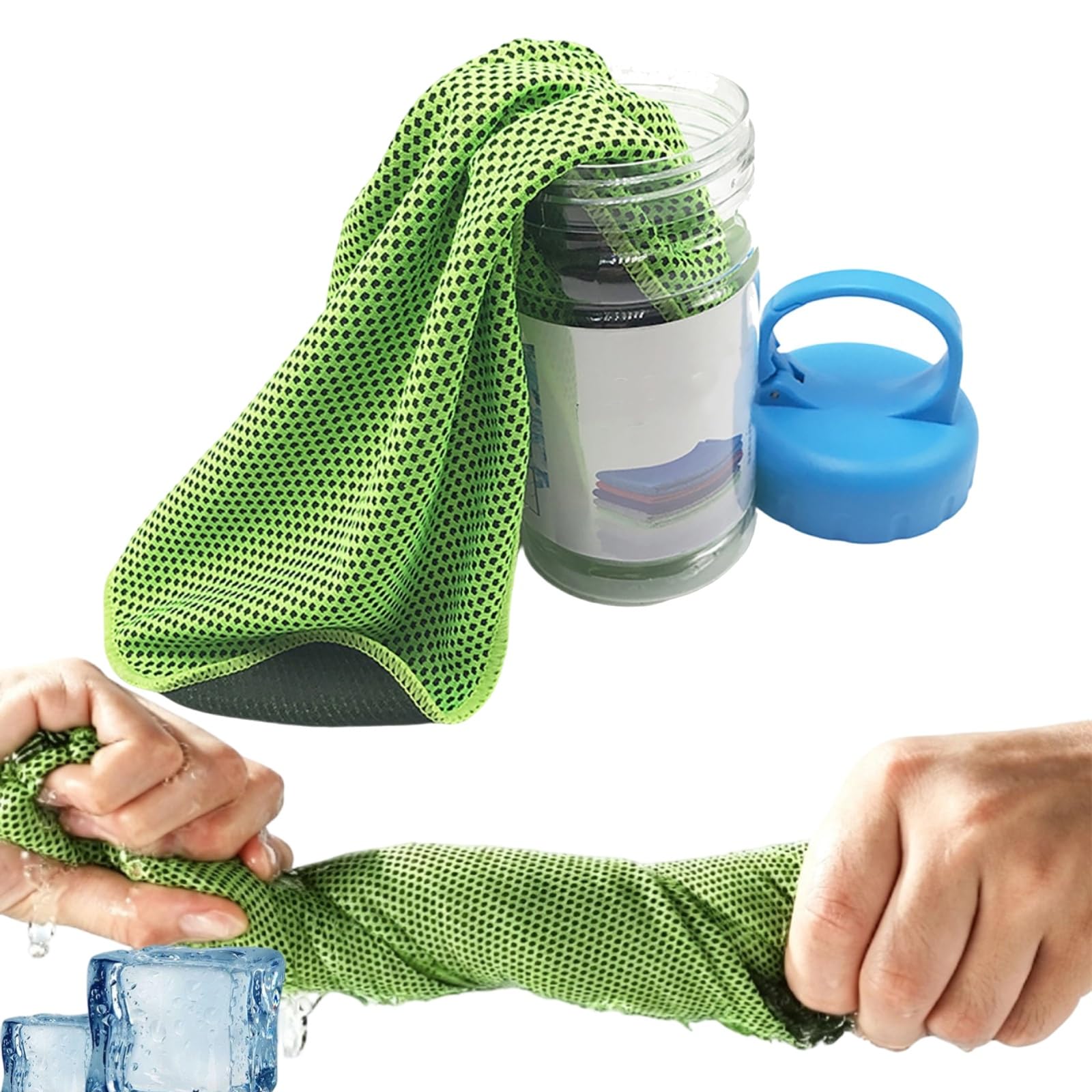 Cooling Towels for Hot Weather, Cooling Bottle Cold Sweat Towel, Cold Towel for Neck, Long Lasting Cooling Neck Cooler, Breathable Reusable Scarf Head Band for Beach Running Camping Workout (Green) — image 1