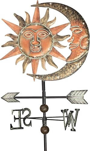 Miniatura 7 de TERESA'S COLLECTIONS Luces solares de 39.9 pulgadas con cara de sol y luna para exteriores, estaca decorativa de metal, decoración de jardín para