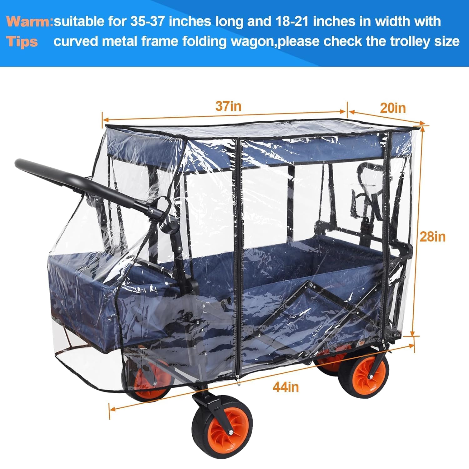 Housse De Pluie Transparente Pour Poussette/chariot - Universelle, Protection Contre Pluie Et Vent - Avec Fermetures éclair Latérales - 5