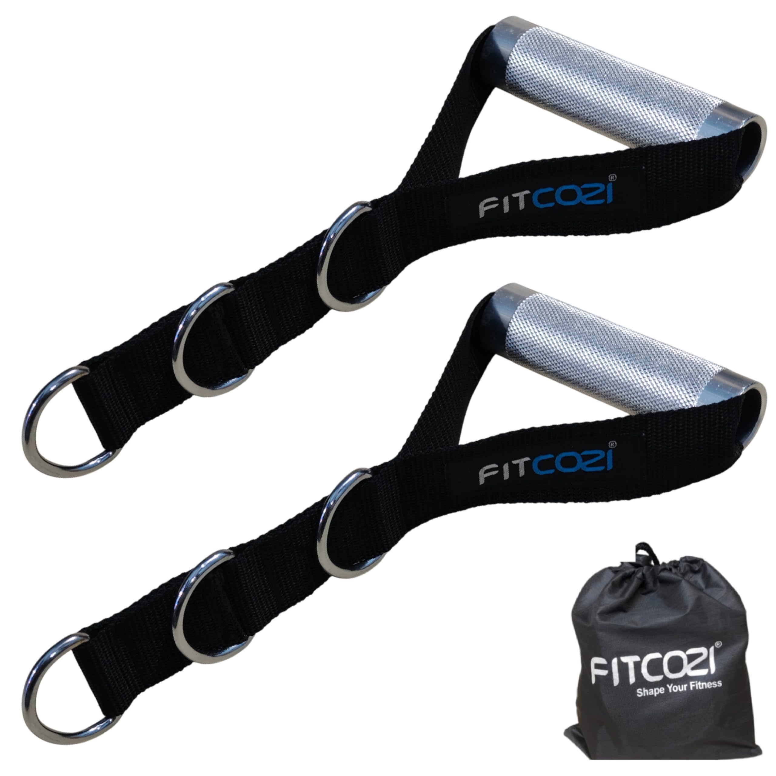heavy duty 3d aluminum alloy exercise handles for cable machine, power rack & lat pulldown durable gym handles for triceps pushdown, cable crossover & gym workout attachments (silver)