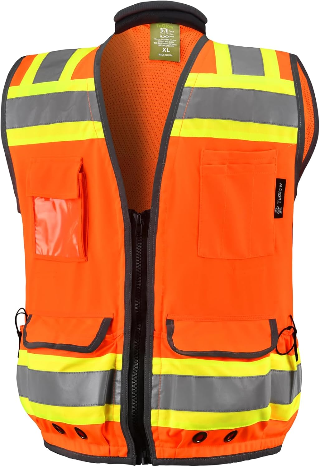 Gasoline High Visibility Safety Vest For Men-Class 2 Heavy Woven Engineer Vest with Padded Neck to Support, surveyor vest
