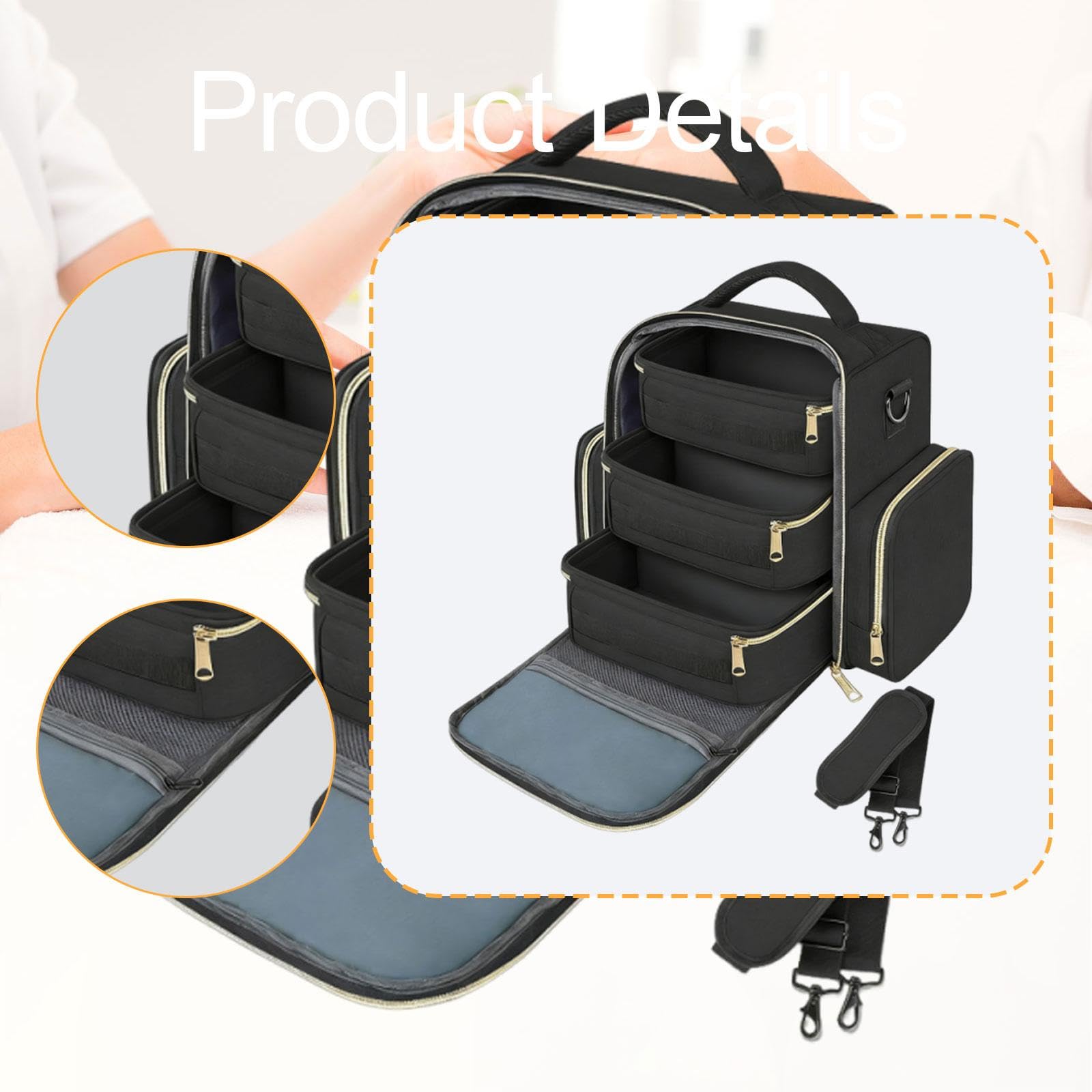 Tragbares Nagellack Organizer Etui, Gel Nagellack Tasche, Schwarz