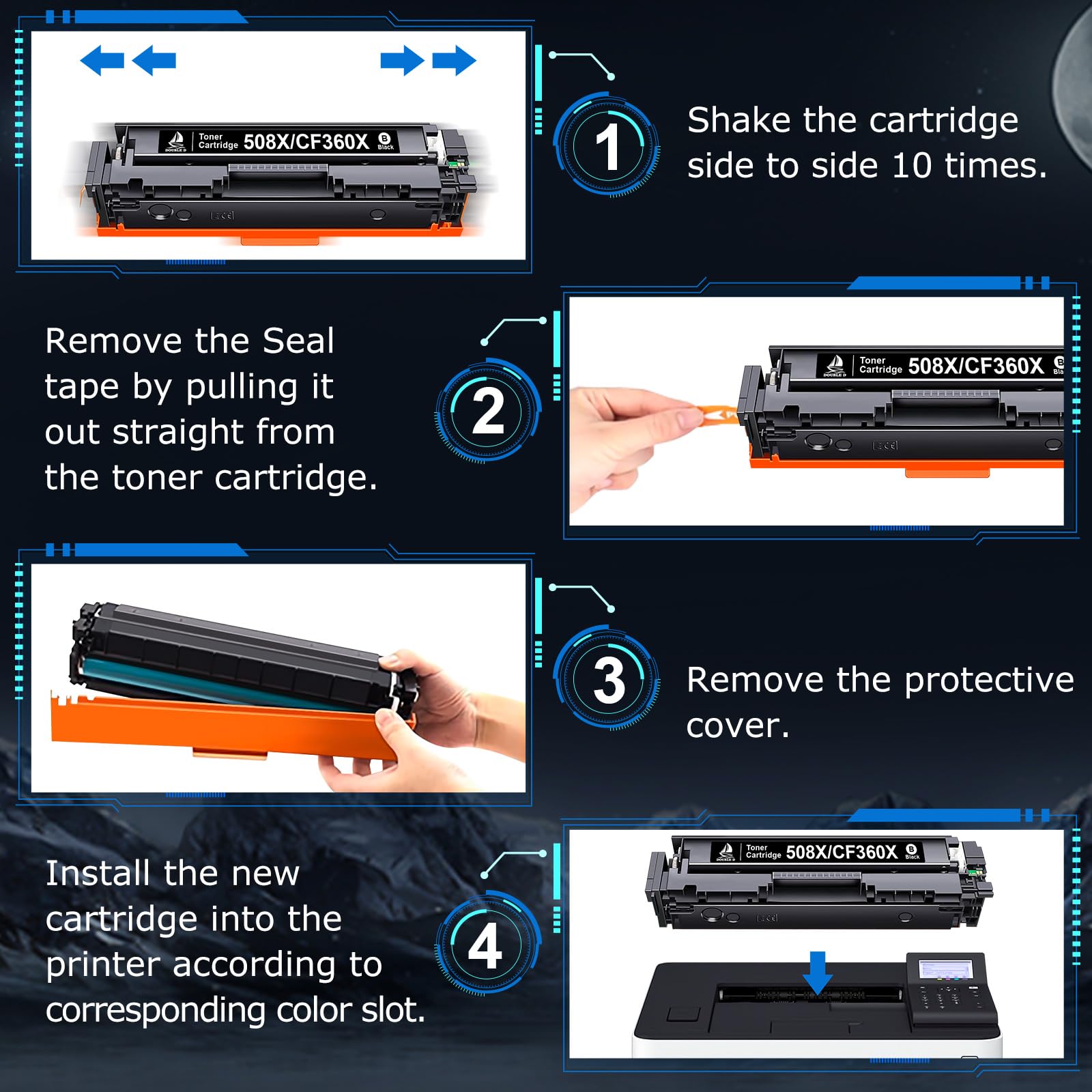 DOUBLE D Toner 508X per HP 508X 508A CF360A CF360X CF361X CF362X CF363X