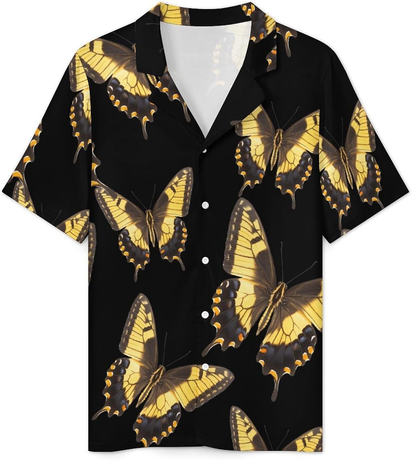 Tiger Swallowtail Butterfly Men's Short Sleeve Pajama Set Satin Silk Like Lounge Sleepwear