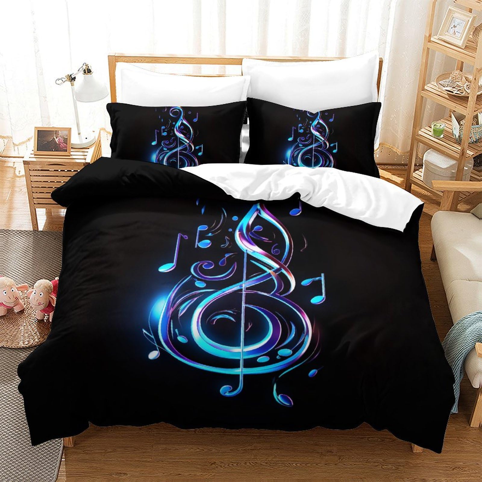 Parure de lit symboles musicaux : idée cadeau anniversaire ado