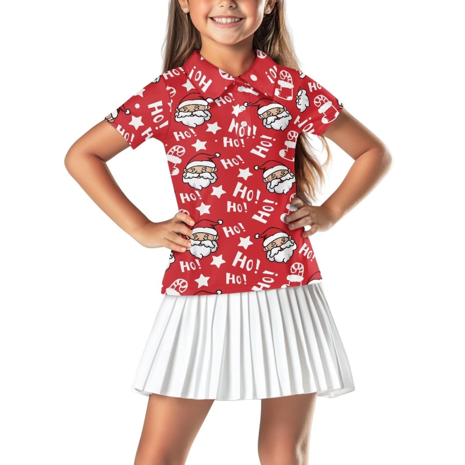 Girls Short Sleeve Golf Shirt 3 Button Up Lapel Collar Tennis Shirts Quick Dry Uniform Athletic Tank Tops for 5-14Y