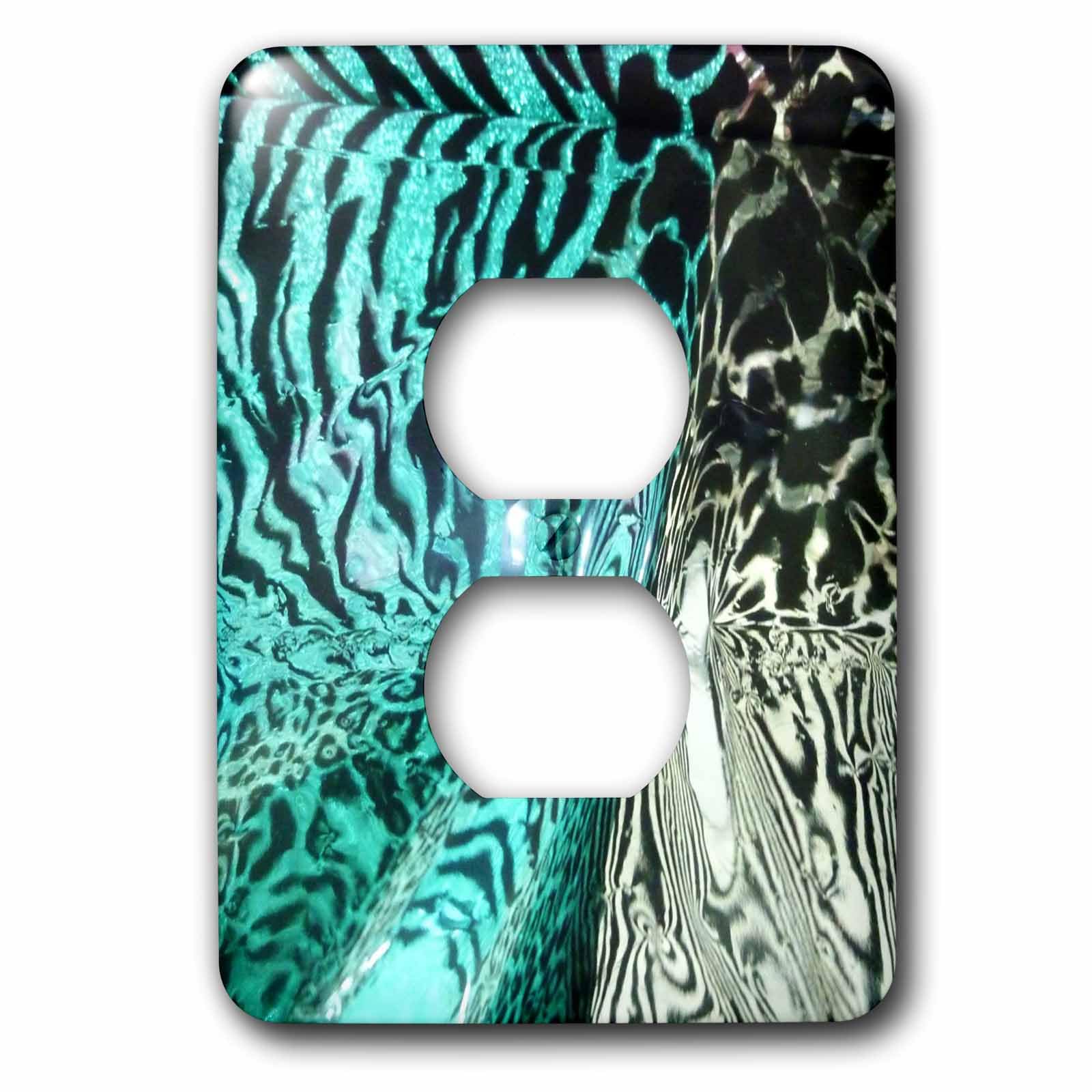 Plaque 2 prises Zèbre Turquoise N Noir 3dRose pour rénover vos murs usés