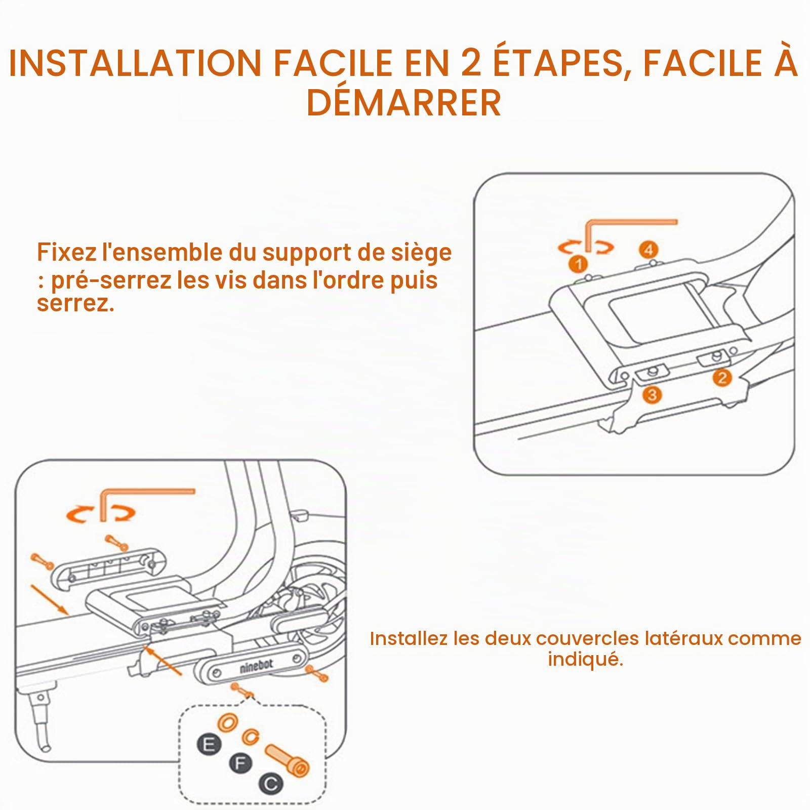 Selle de siège de Scooter électrique, pour Segway Ninebot F20 F25 F30 F40, siège de Selle de Scooter électrique Confortable Absorbant Les Chocs, siège de Selle Universel