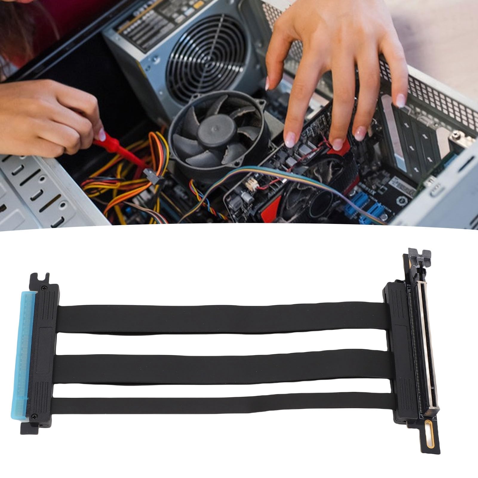 Keenso Cavo Riser Schermato PCIe 5.0 X16 con Flusso D'aria Migliorato per PC RTX 4090 (Ti) Che Costruisce 128 Gbps per gli Appassionati di PC Case Server ITX 1 Confezione (20 cm)
