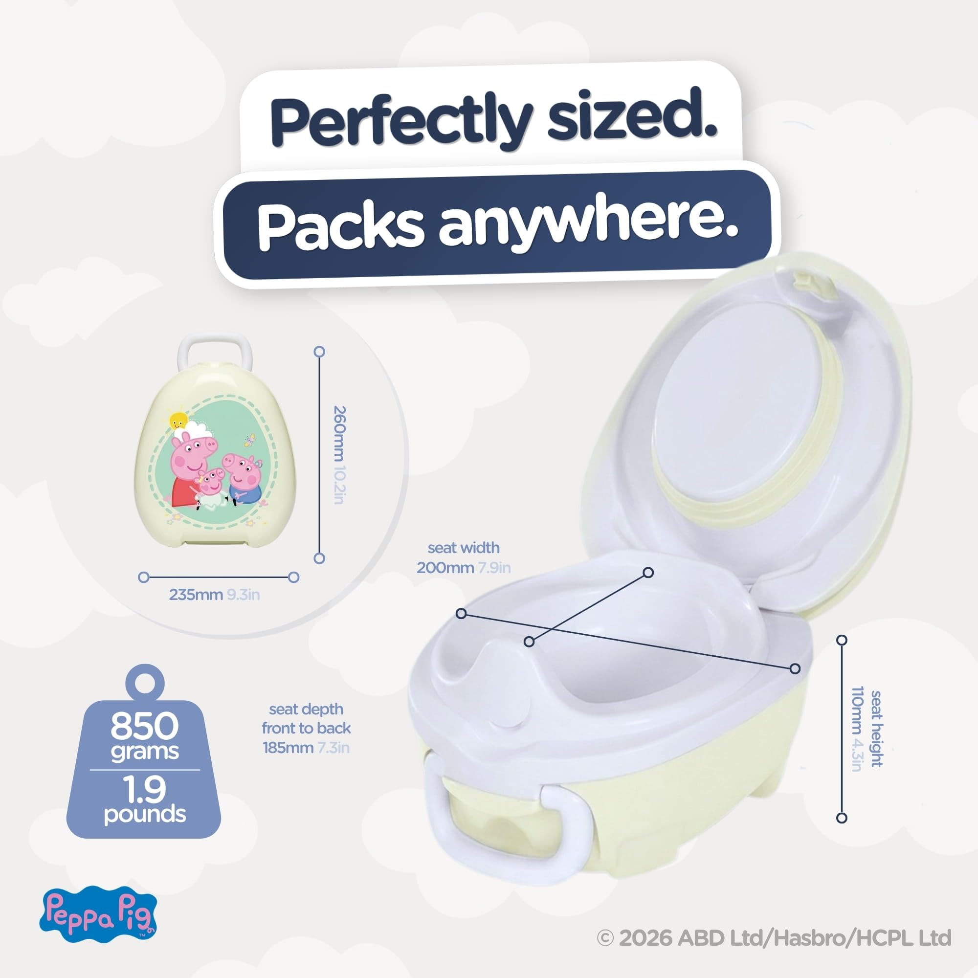Peppa Pig My Carry Potty - Vasino da viaggio per bambini, portatile, premiato, da portare ovunque (Evie Pig, Peppa Pig e George Pig)
