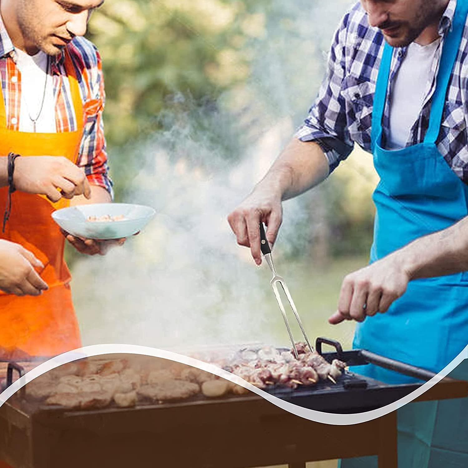 Fourchette à Viande Acier Inoxydable 30 Cm - Pour Retourner Steaks, Rôtis, Légumes Au Barbecue, Poignée Antidérapante