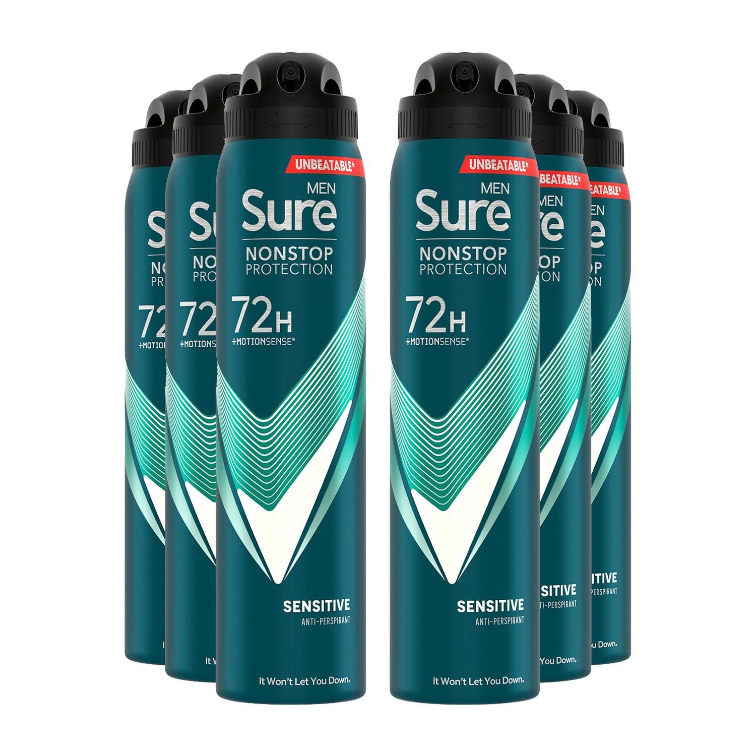 Sure (Sensitive - 6 Pk) Men Ap Deodorant 72H Nonstop Protection 250Ml