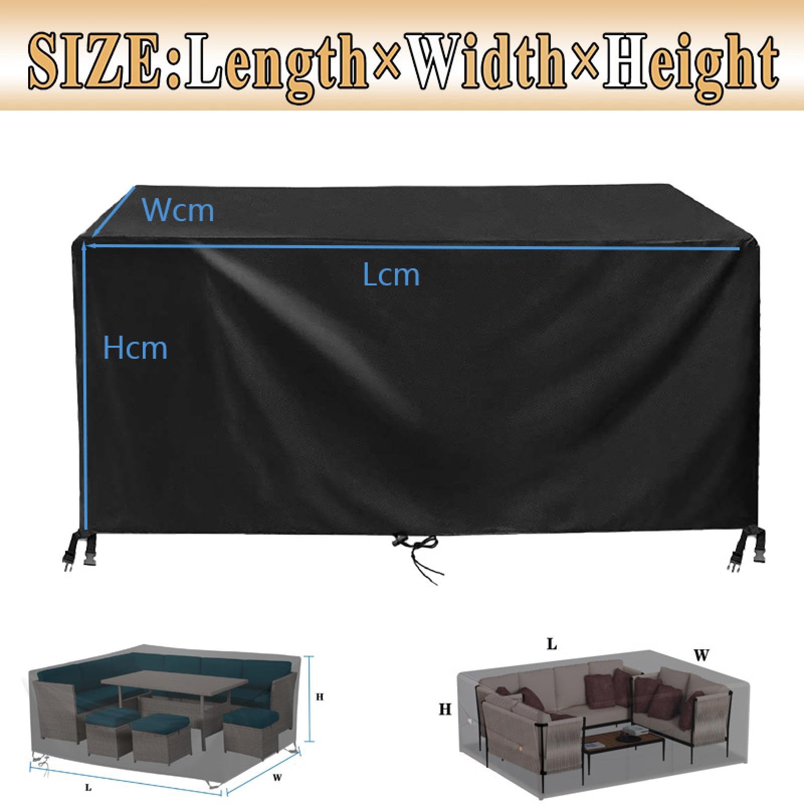 HOLEILUCK Funda Mesa Jardin,Funda para Muebles de Jardín Exterior,Funda Protectora Muebles Jardin Tela Oxford 420D, Anti Viento, Anti UV Funda Cubre Mesa Exterior Negro 390x390x104cm/LxWxH
