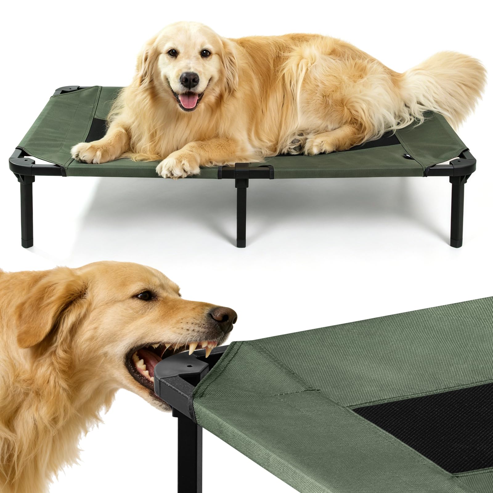Lit surélevé pour chiens de grande taille en acier robuste et maille Oxford