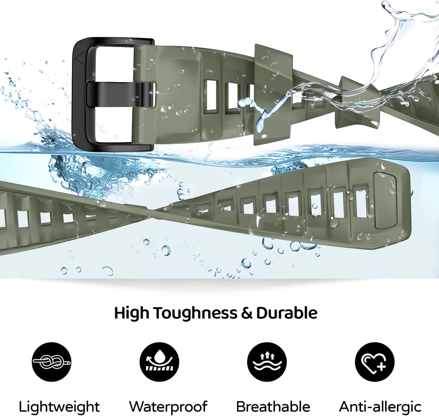 Watch Band for Garmin Fenix 8 47mm/Fenix 7 Pro/Fenix 7/Fenix 6 Pro/Fenix 6/Fenix 5/Epix Pro 47mm/Fenix E, 22mm Silicone QuickFit Band - Image 3