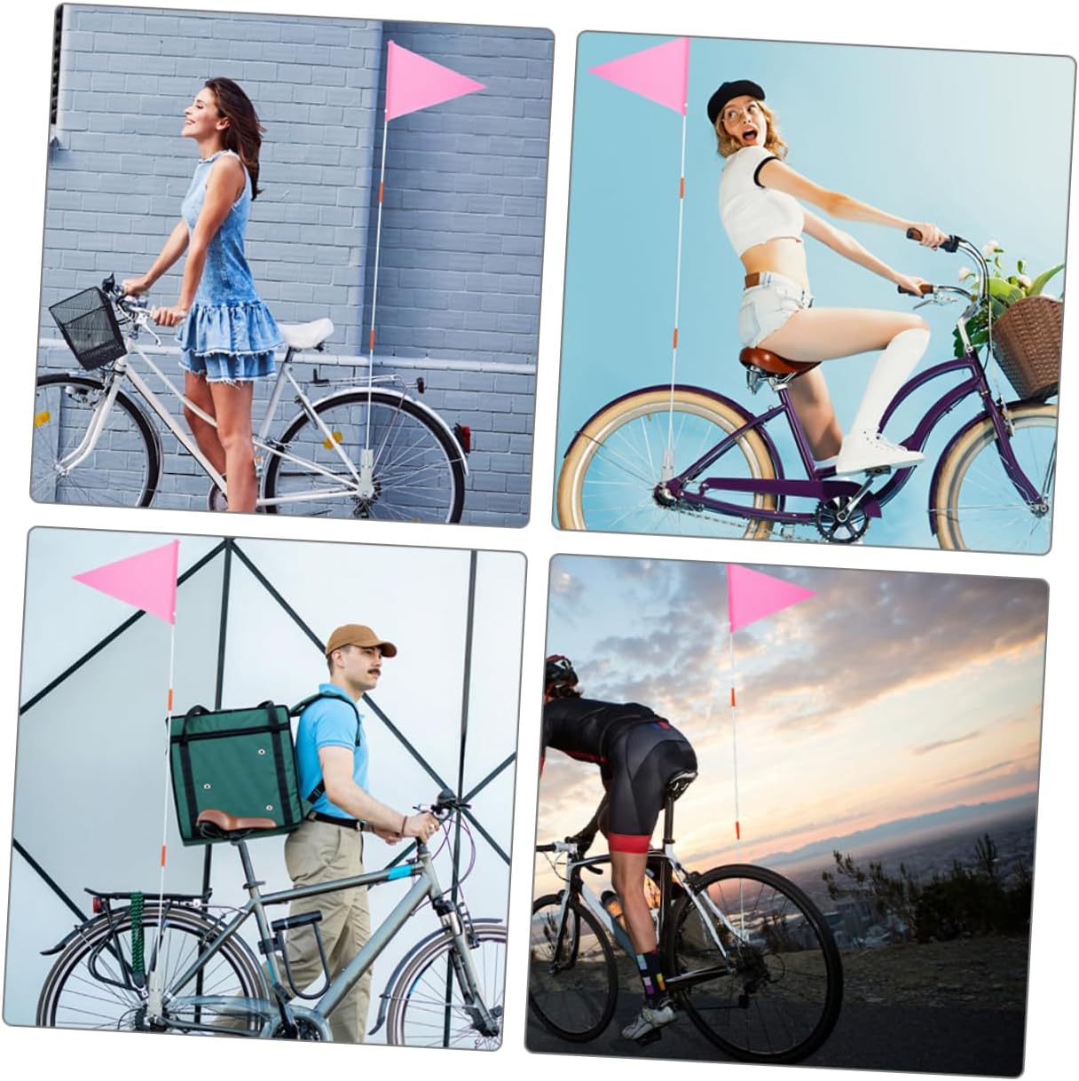 2sets Wear-resistant Cycling Flags Sturdy Fiberglass Poles for Enhanced Bicycle Safety and Visibility for Boys and Girls Bike Parades and Events